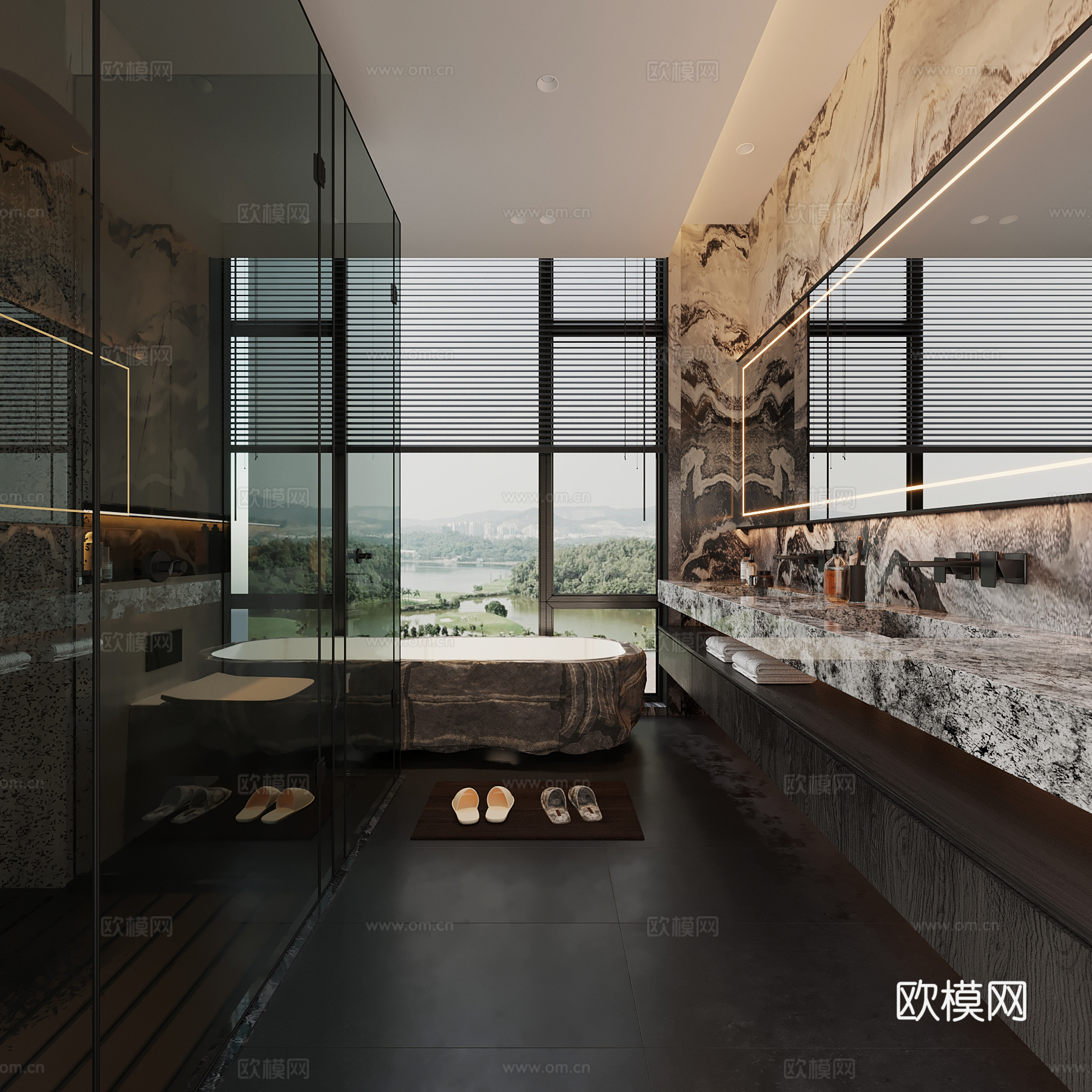 现代轻奢卫生间3d模型