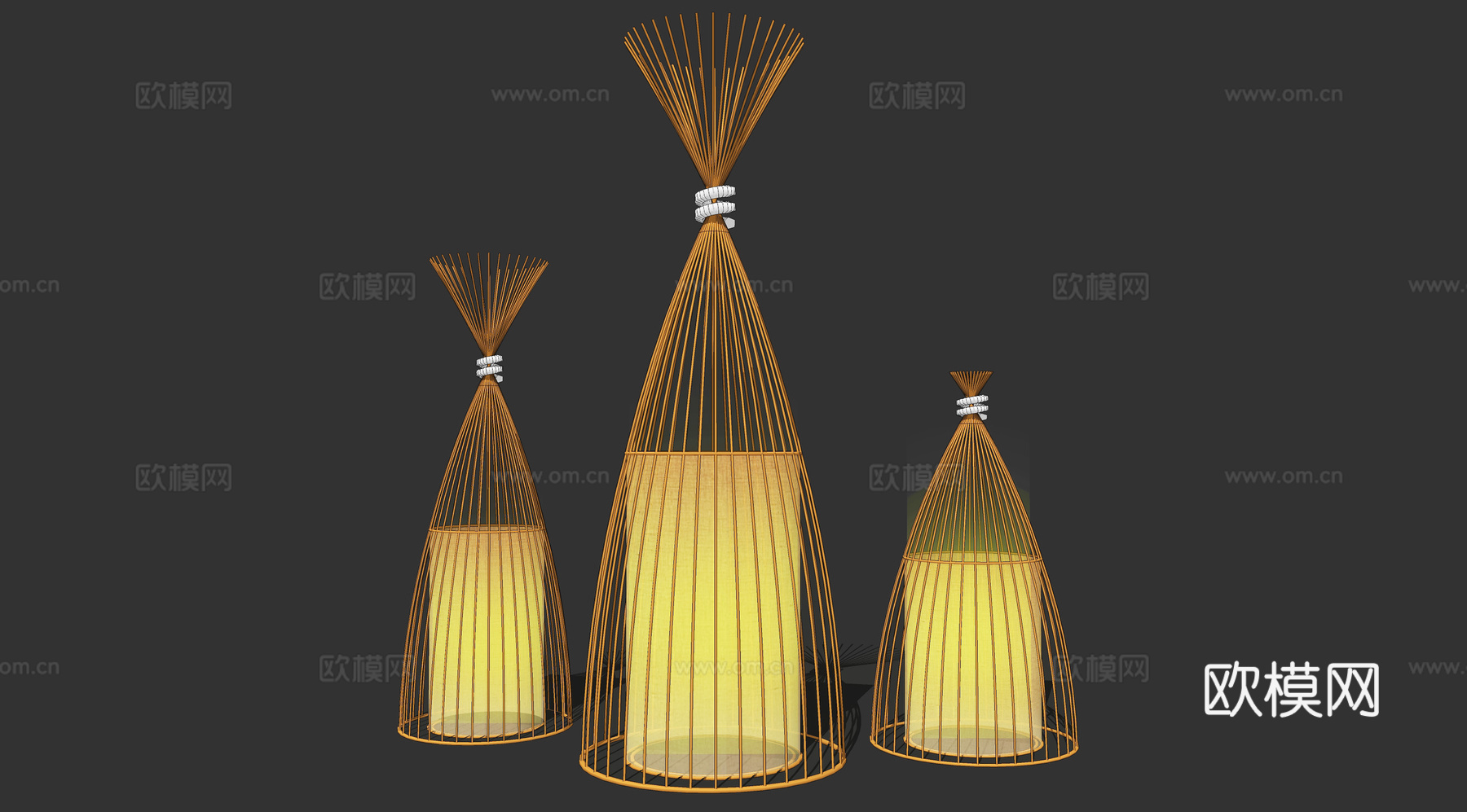 现代藤编景观灯su模型下载