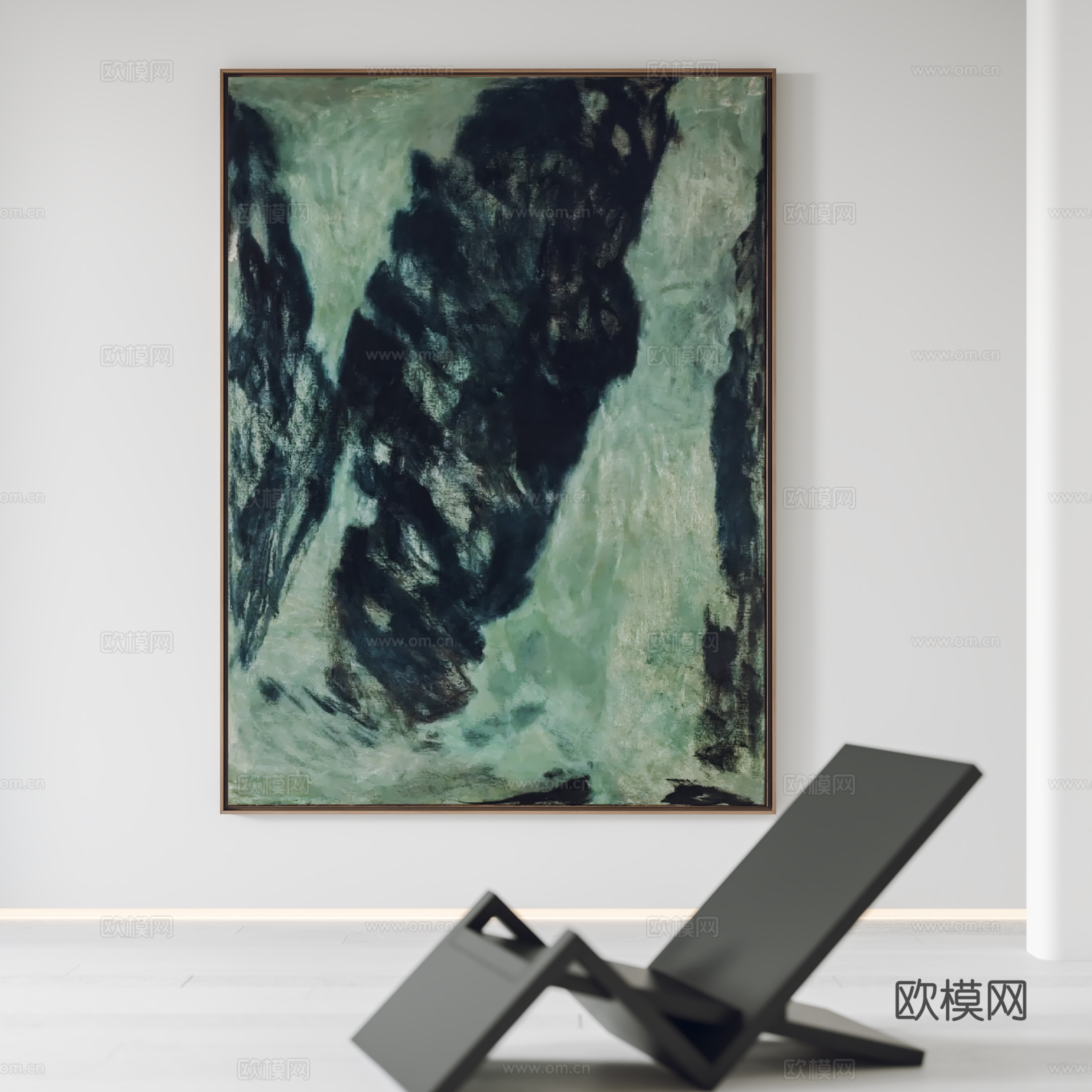 现代挂画 装饰画 休闲椅3d模型
