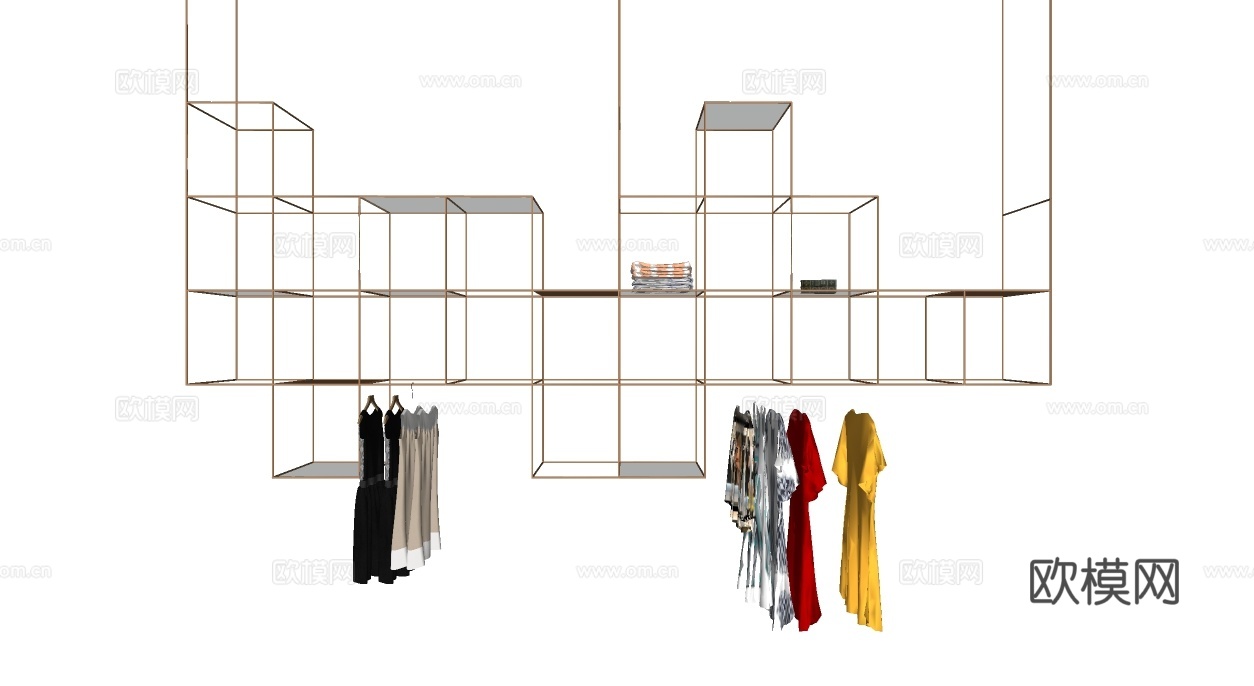 现代服装展示架su模型下载