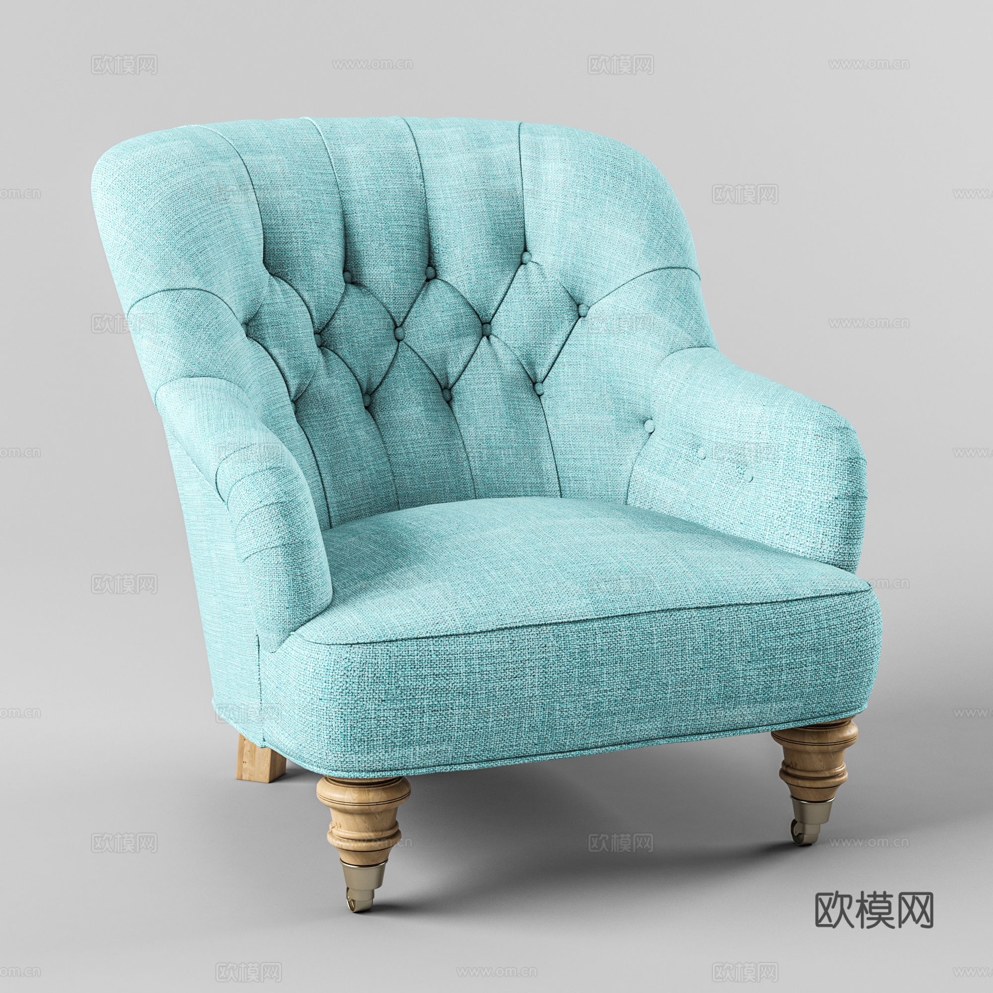 简欧单人沙发 布艺沙发 休闲沙发3d模型