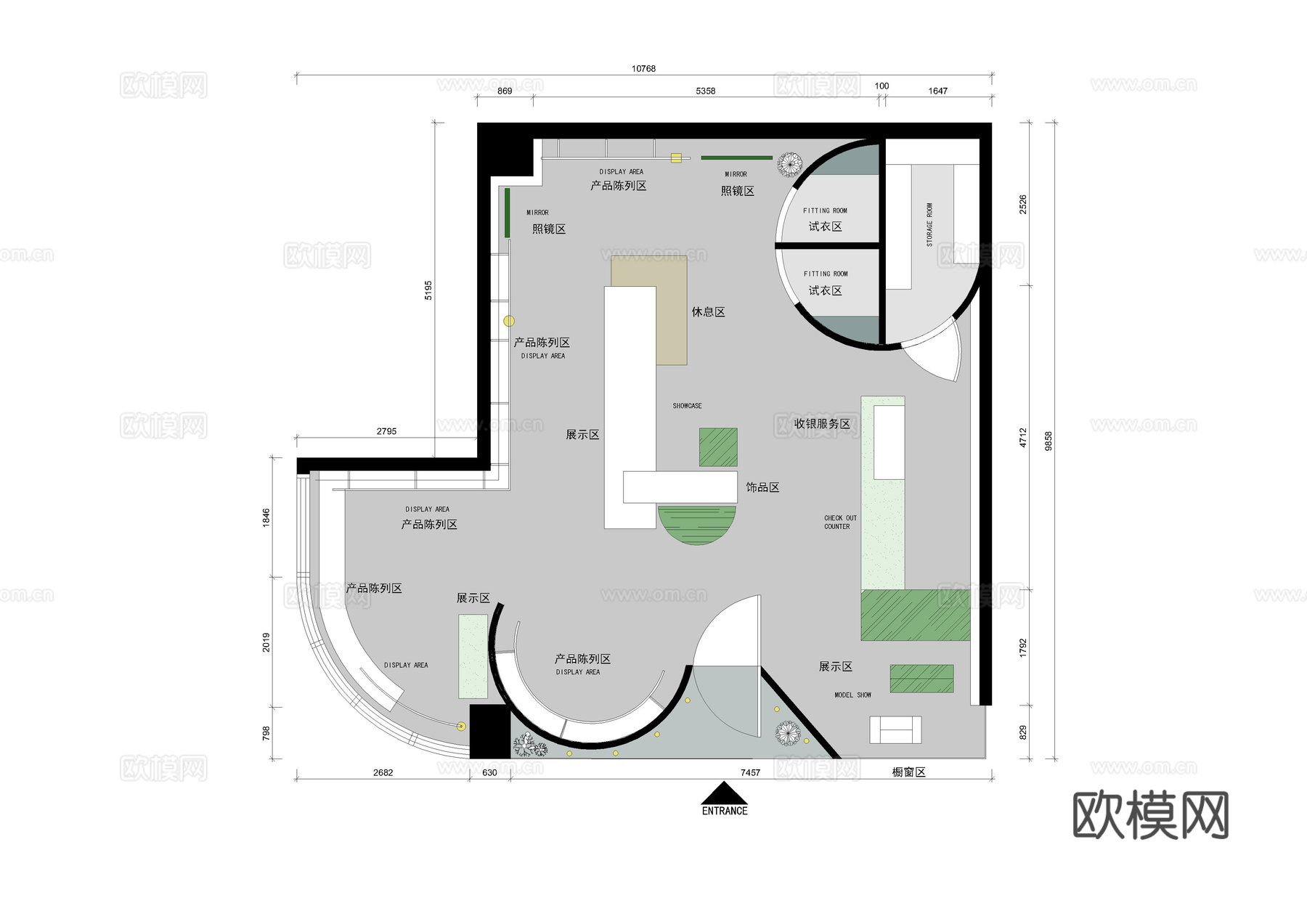 服装店平面布置图cad施工图