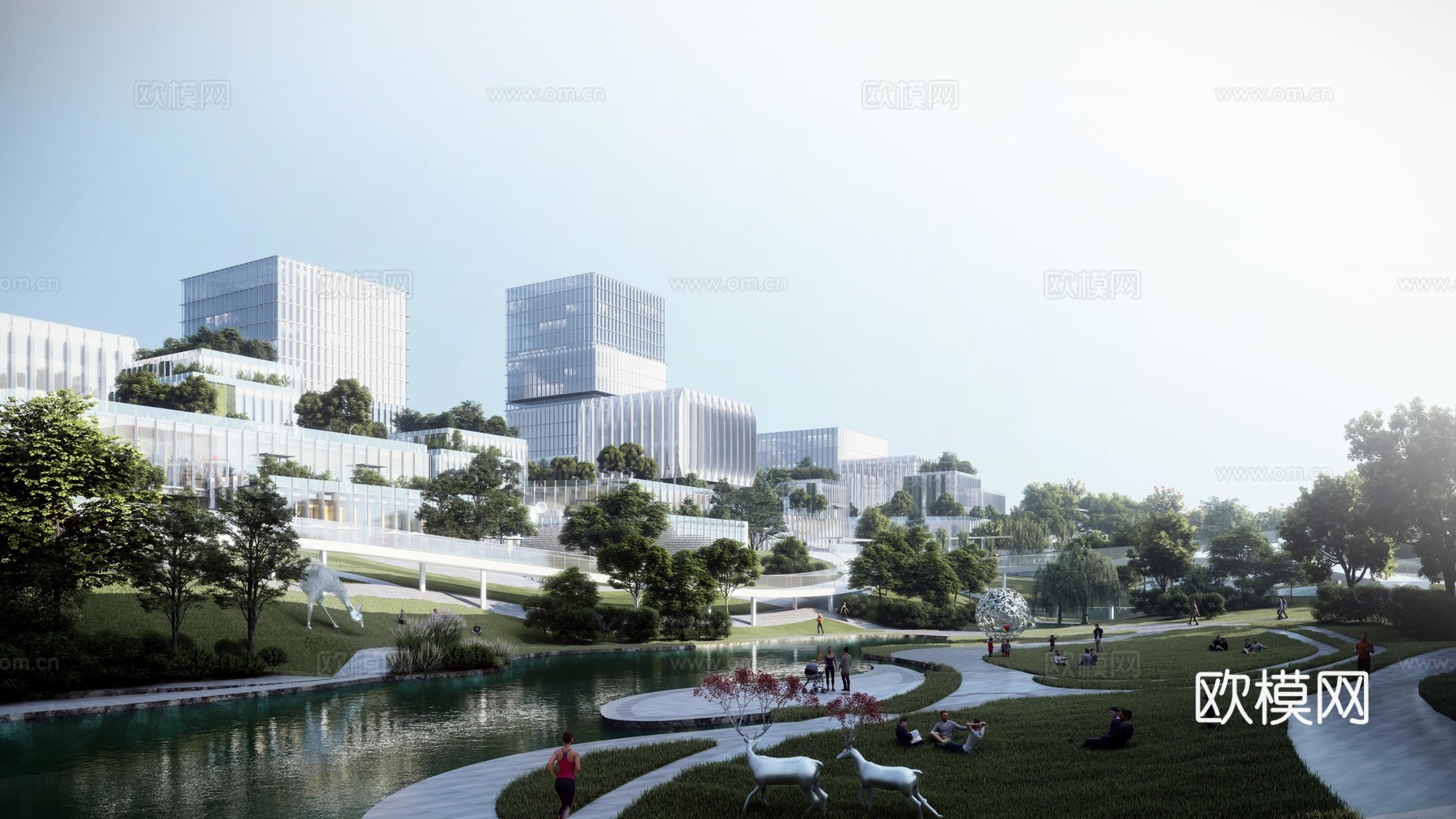 现代产业园 科技园 办公楼 学校 总部办公su模型
