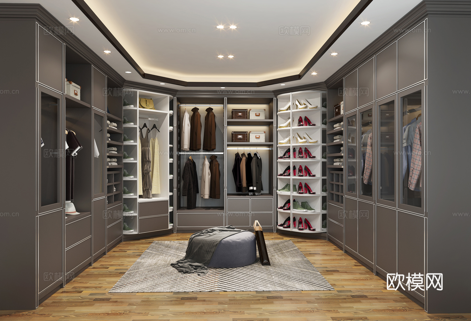现代衣帽间  衣柜3d模型