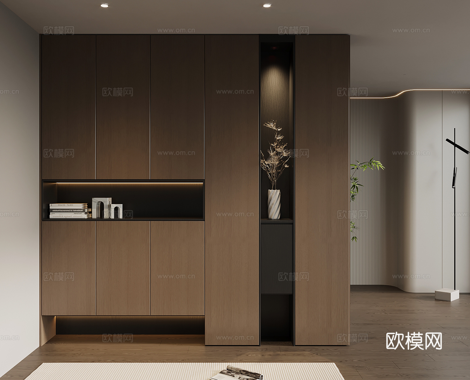 意式极简玄关柜 入户鞋柜 玄关背景3d模型