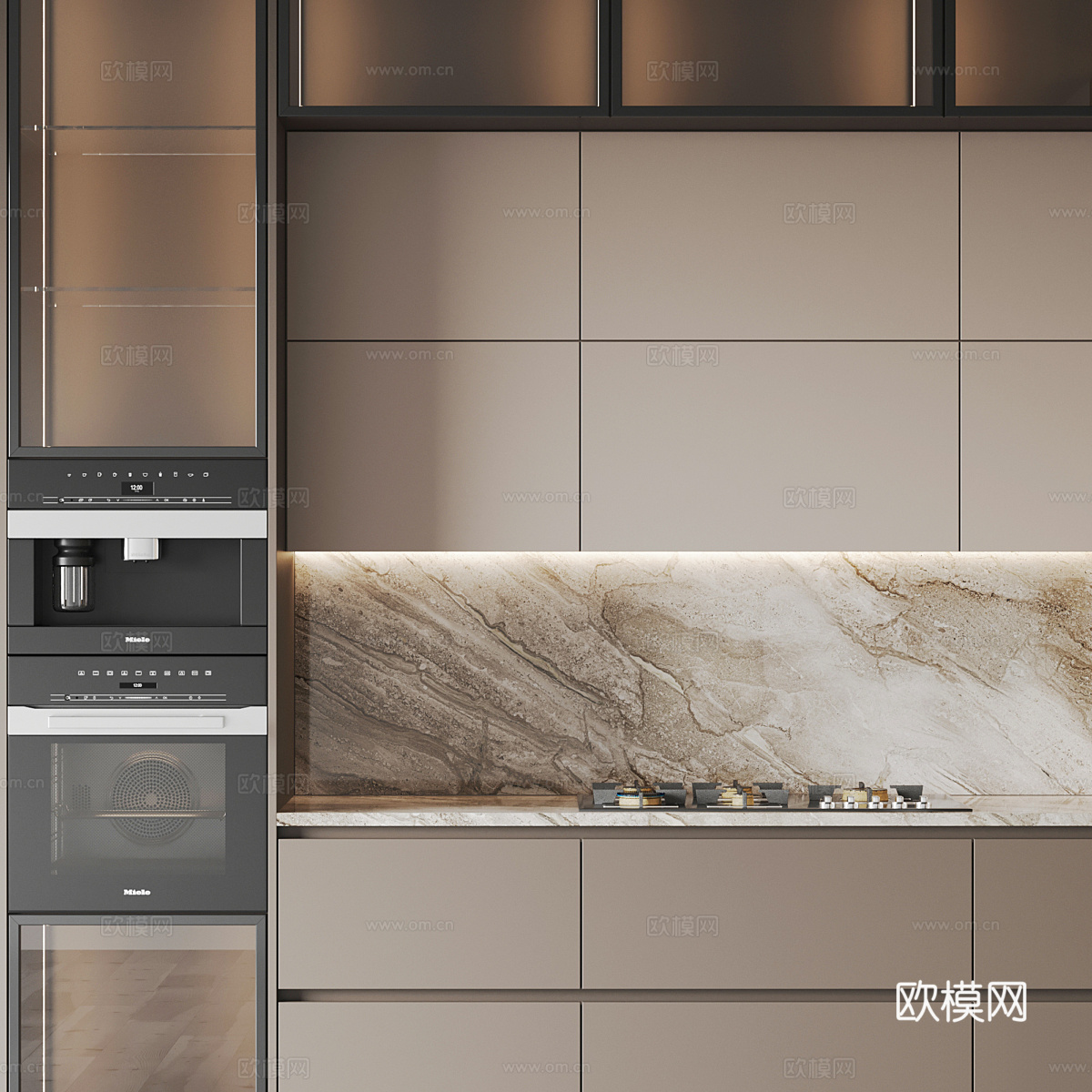 现代意式极简橱柜3d模型