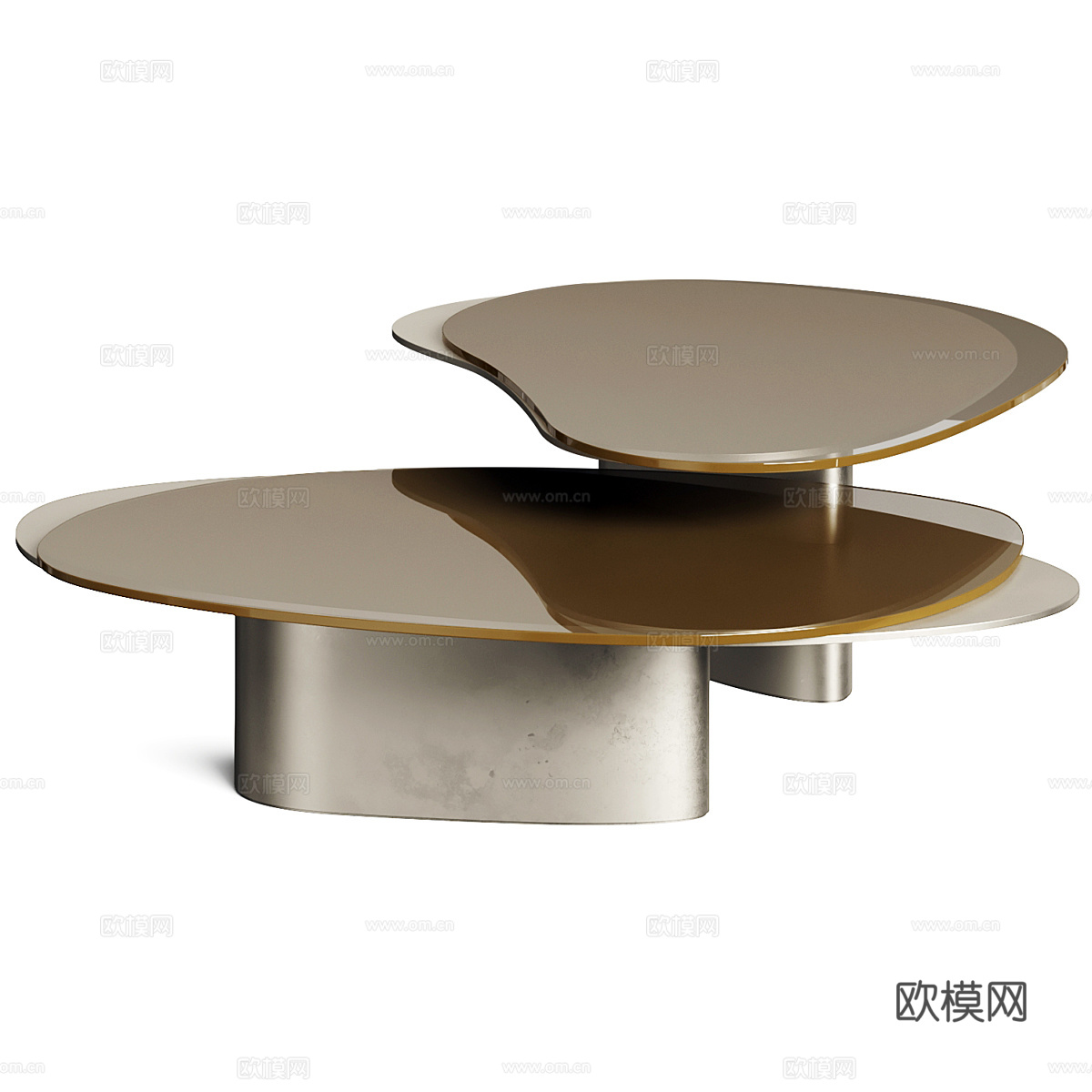 现代轻奢异形金属茶具组合3d模型