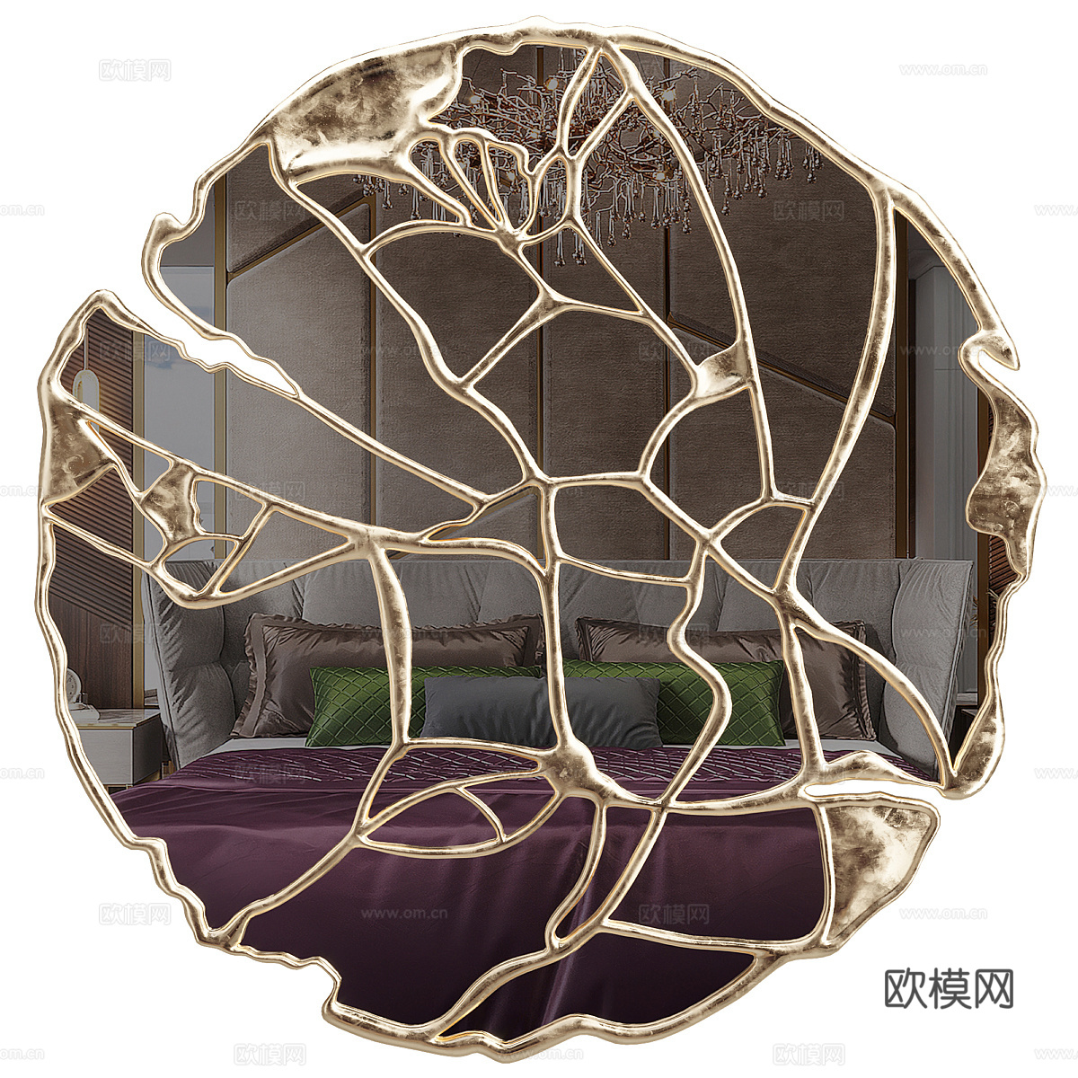 现代轻奢金属碎片化装饰镜子3d模型
