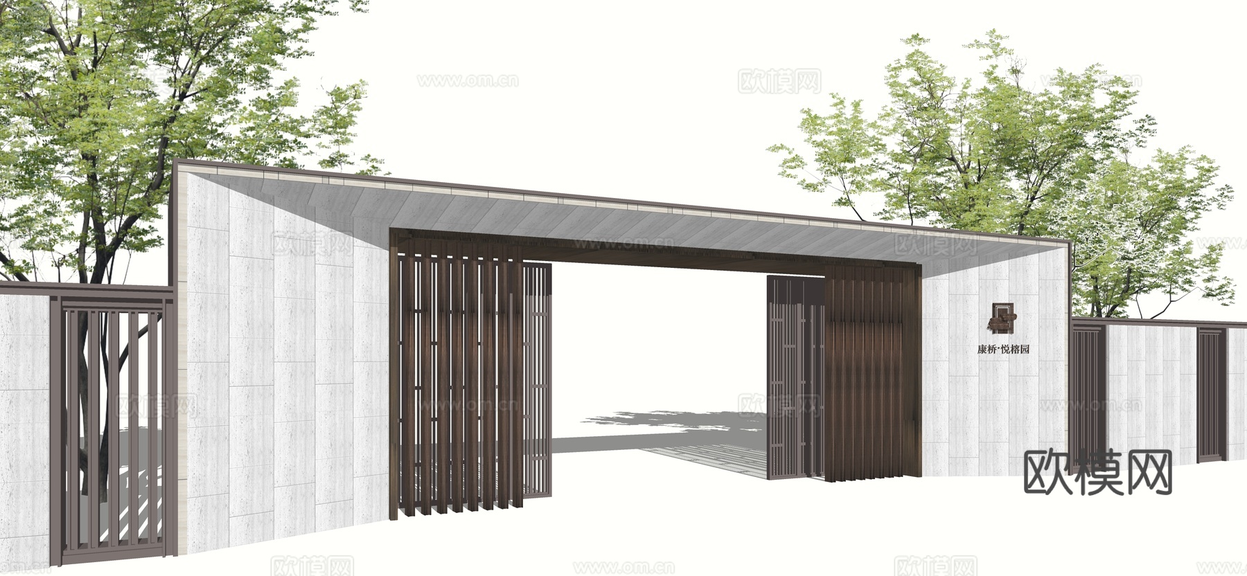 现代小区大门su模型下载