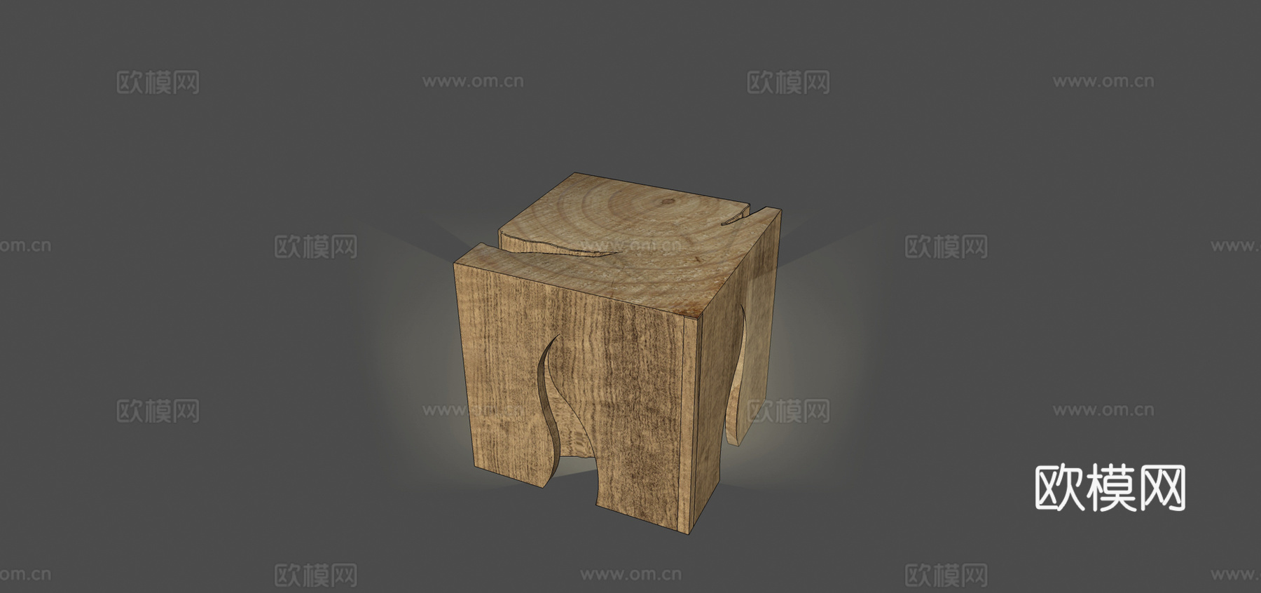 现代木质草坪灯su模型下载