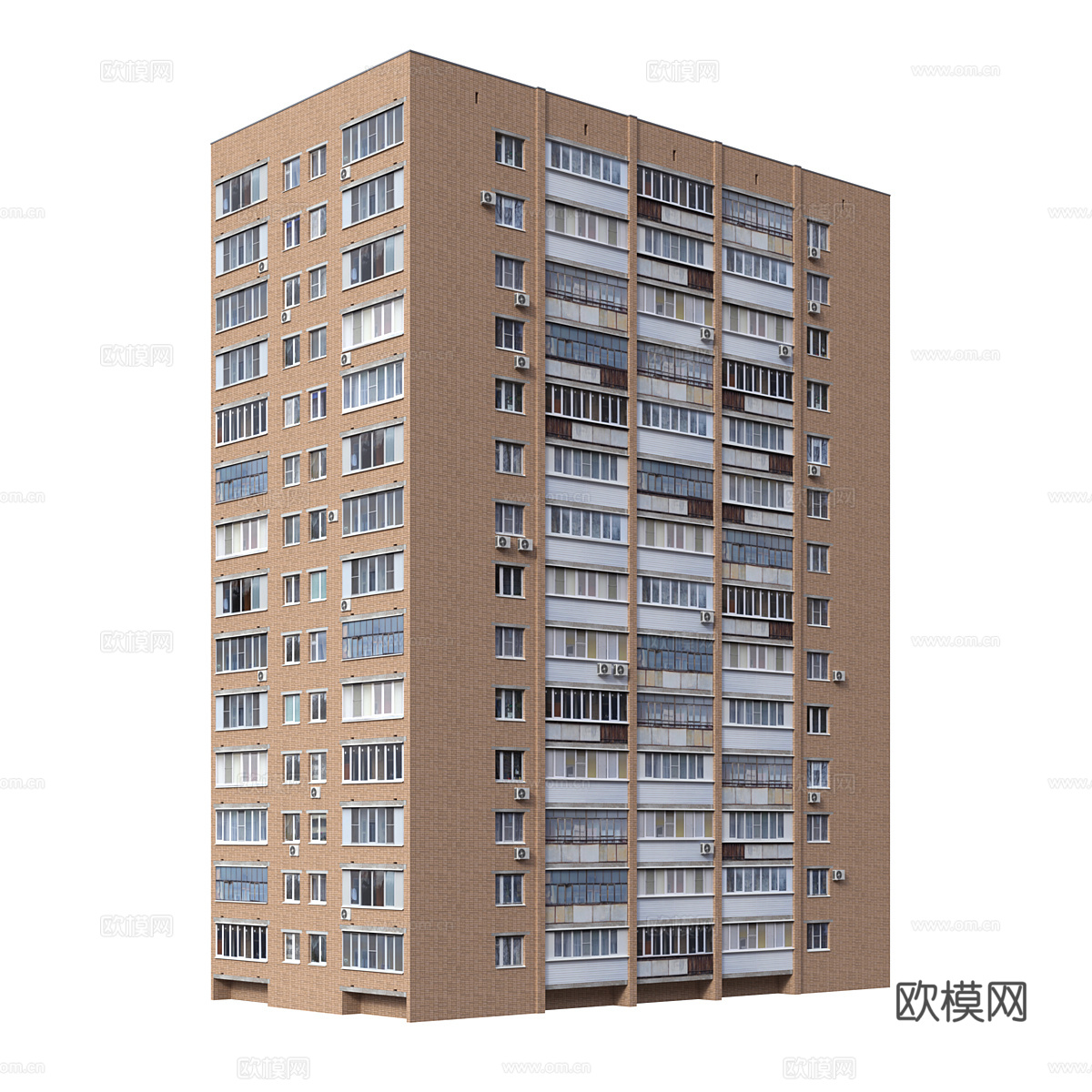 现代高层住宅建筑外观3d模型