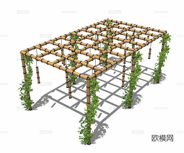 自然风竹子花架su模型下载