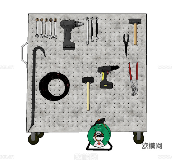 现代扳手冲击钻五金工具su模型下载
