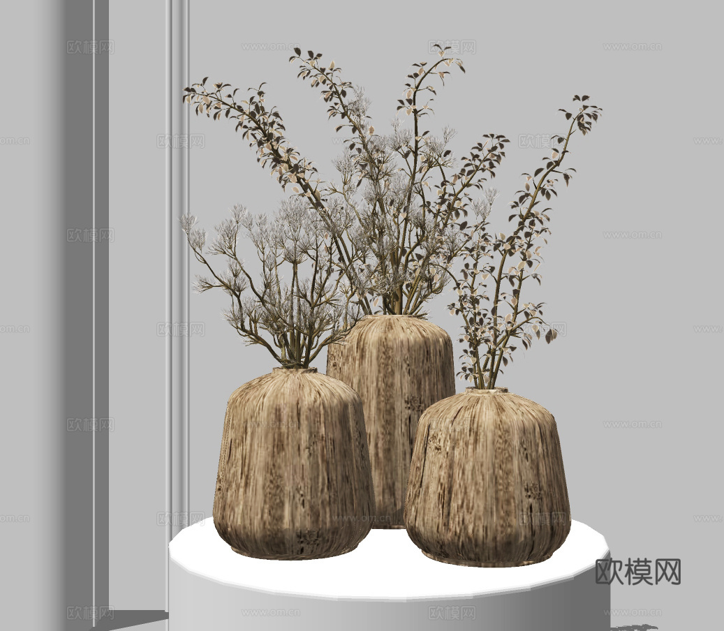 现代干花花瓶插花花艺su模型下载