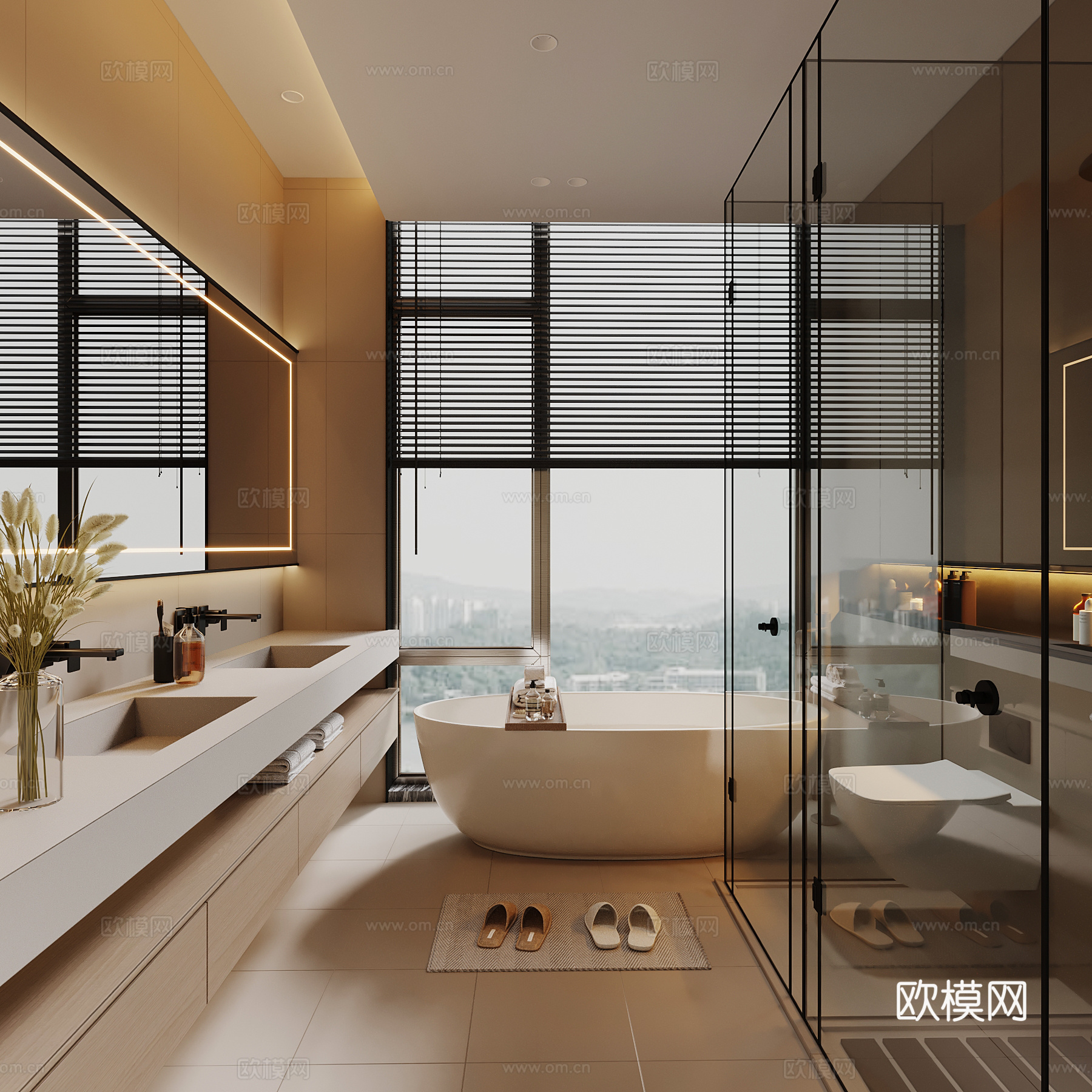 现代卫生间 浴室柜 马桶 淋浴间 浴缸3d模型
