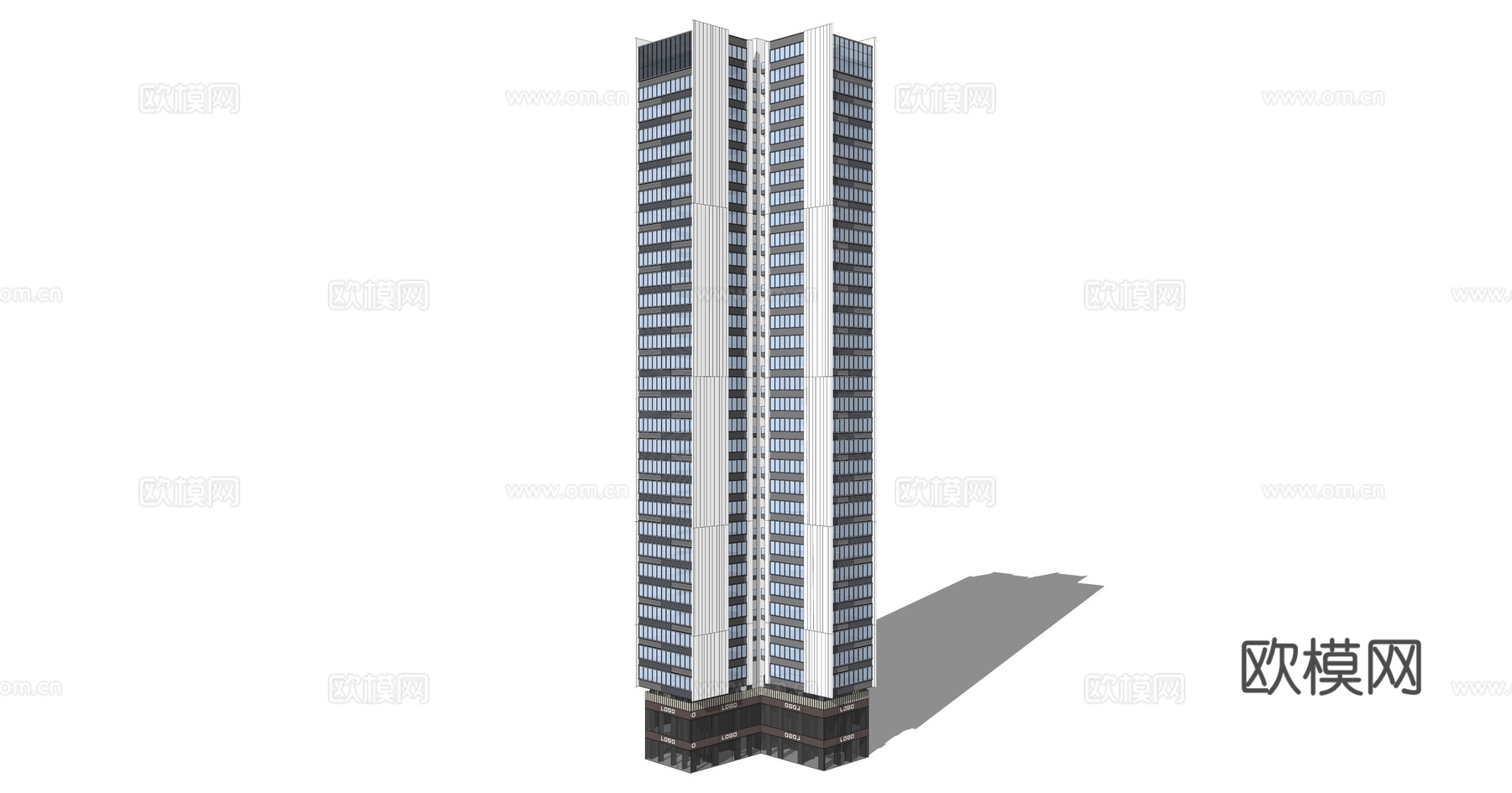 现代高层商业楼建筑su模型下载