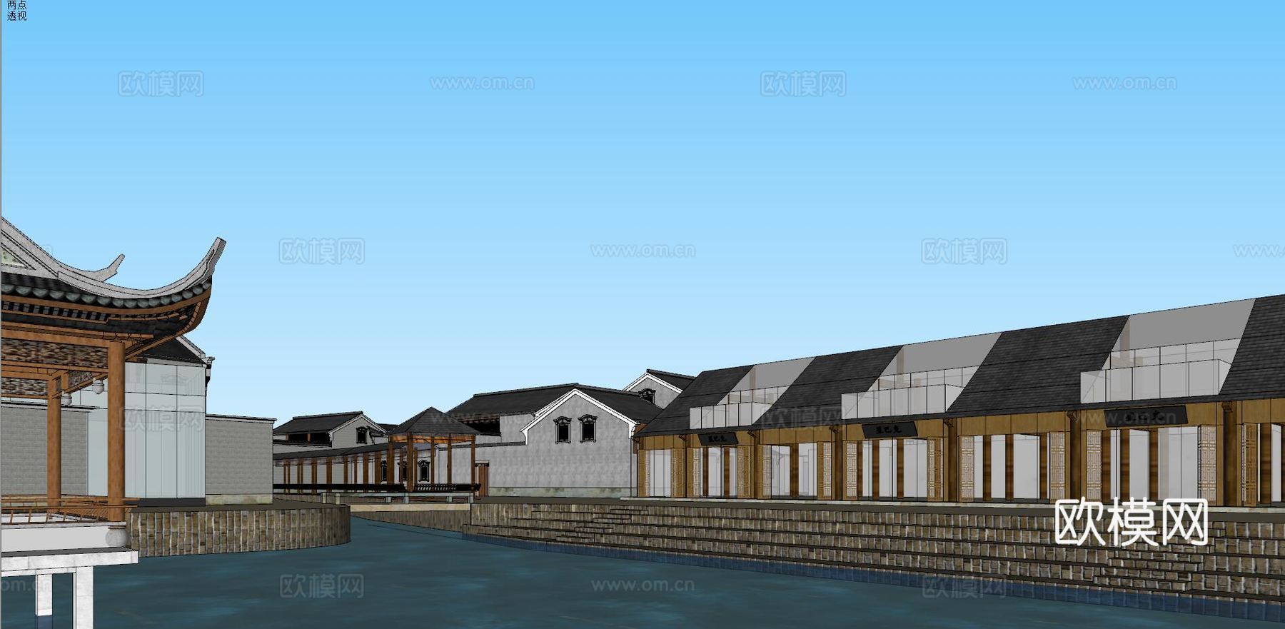 中式古村住宅su模型下载