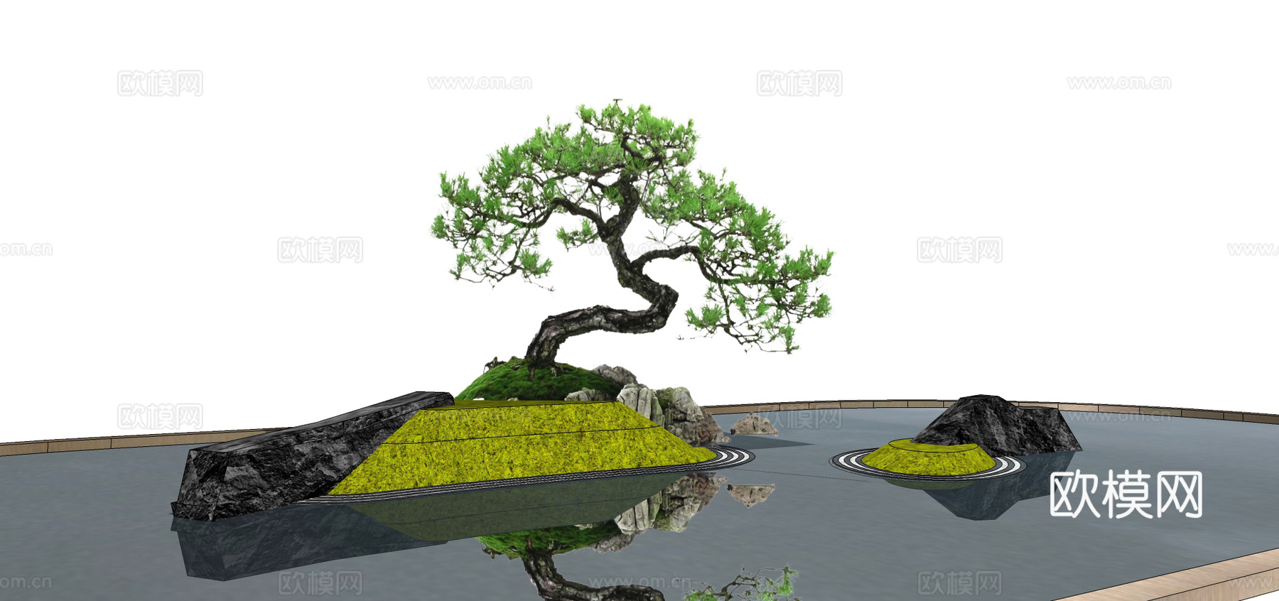 新中式景观松树su模型下载