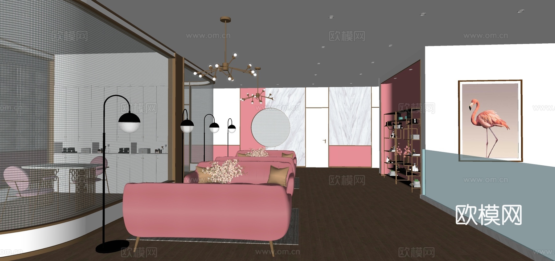 现代美妆美甲店su模型下载