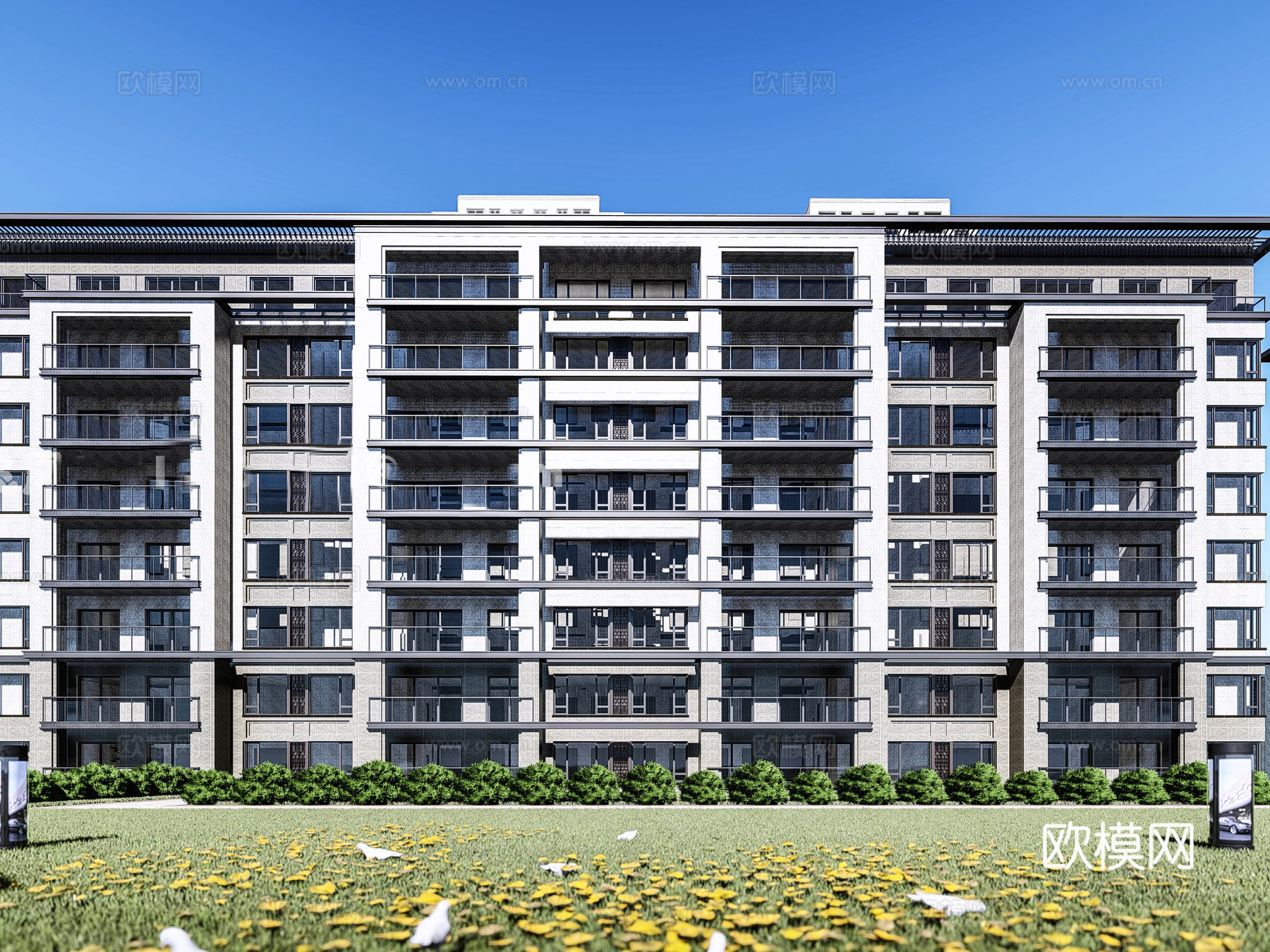 现代住宅小区外观su模型下载