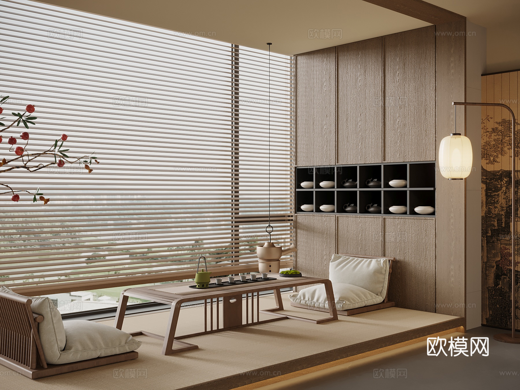 新中式茶桌椅 茶台 茶叶柜3d模型