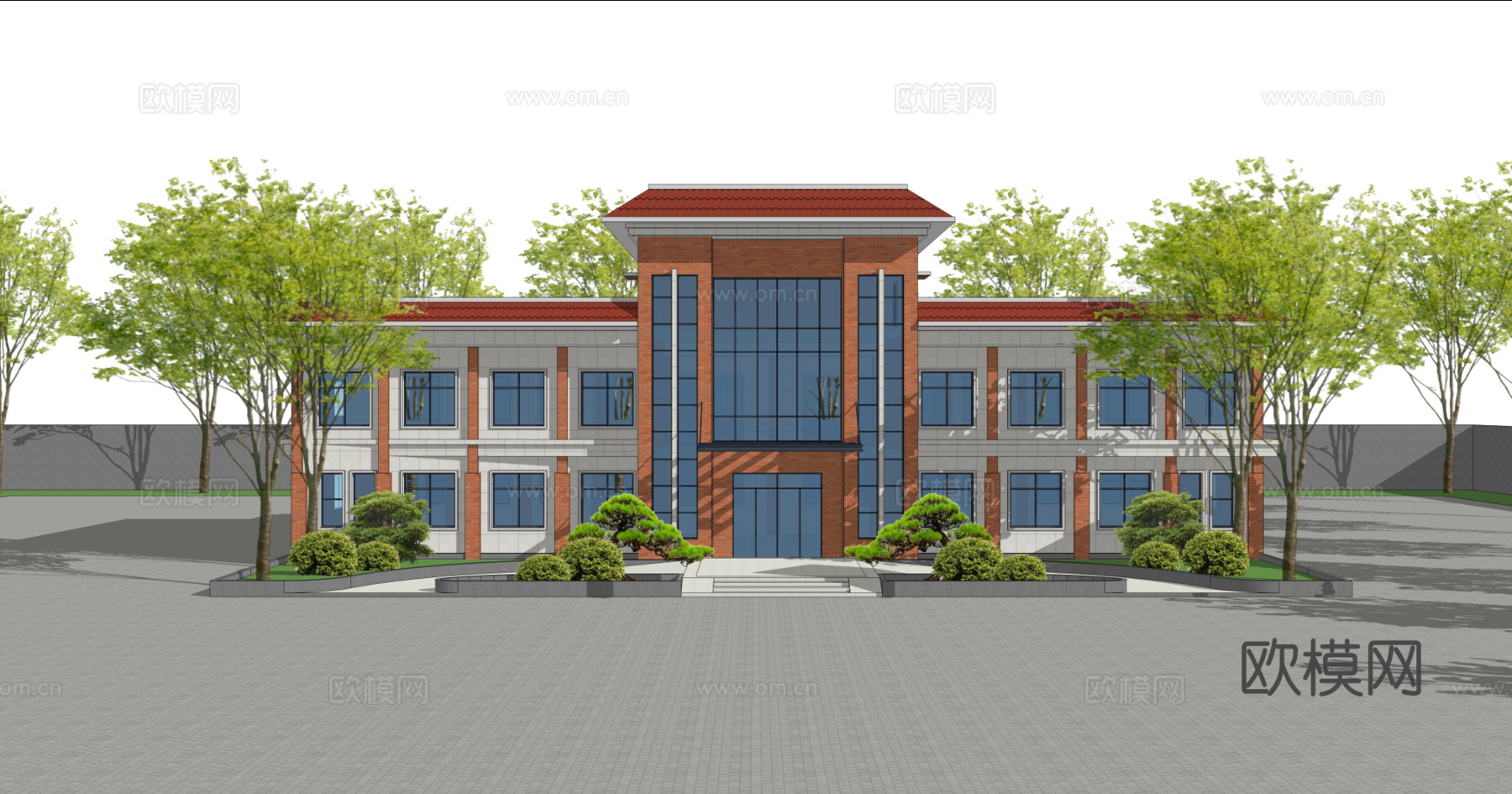 现代行政楼办公楼建筑外观su模型下载