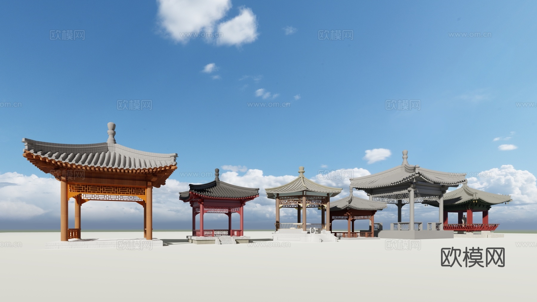中式古建凉亭景观亭su模型下载