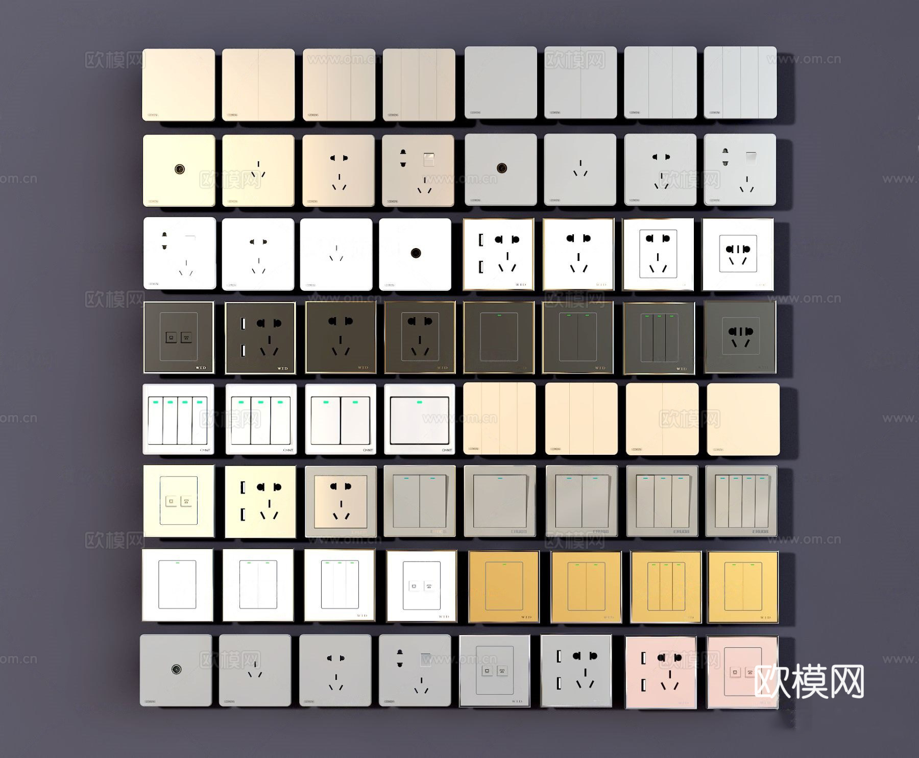 现代开关插座面板su模型下载