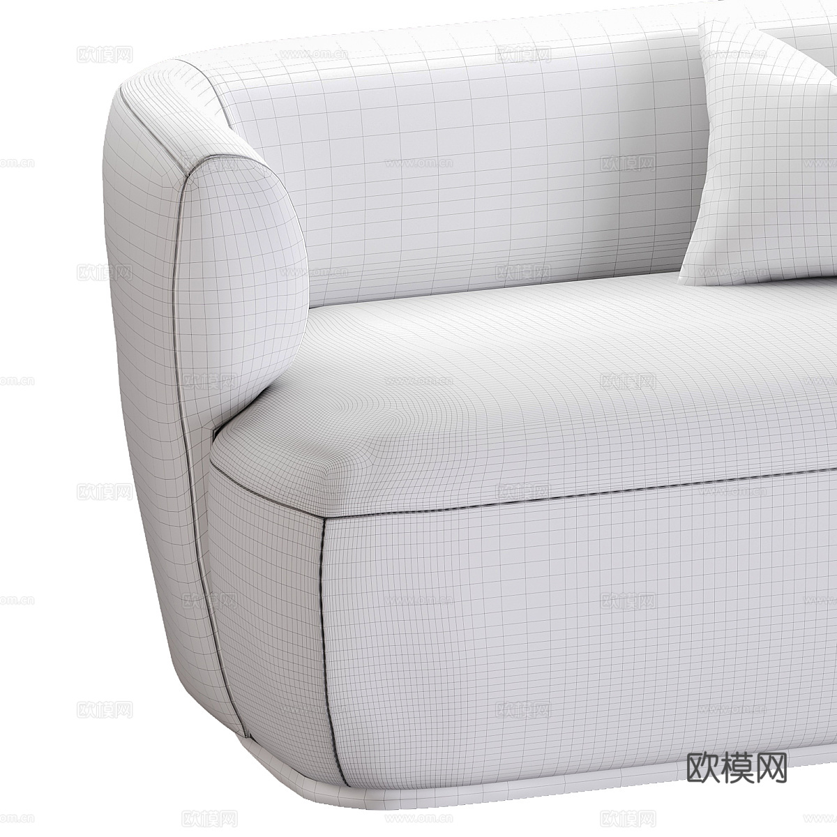 现代奶油风布艺休闲沙发3d模型