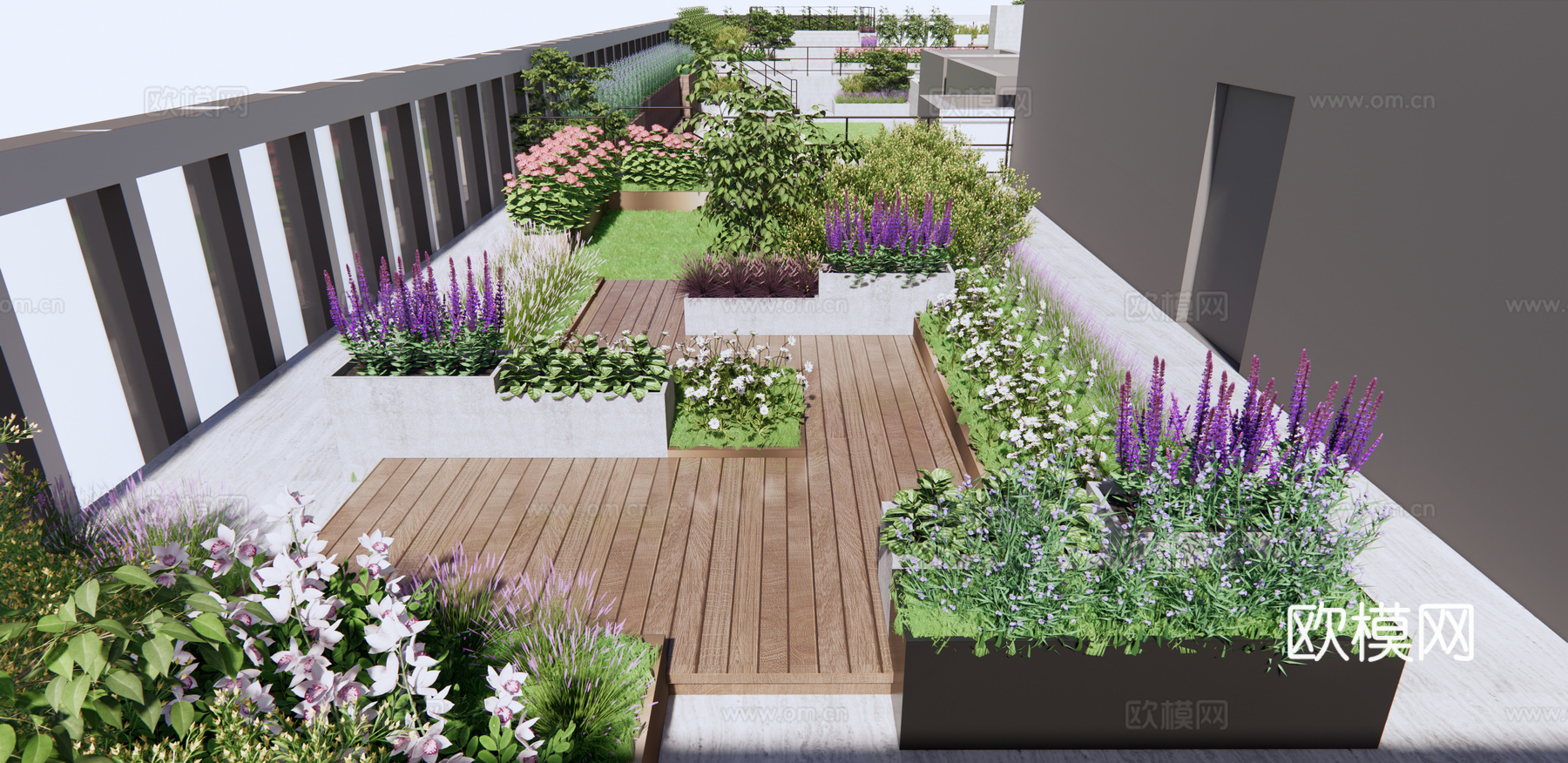 现代屋顶花园su模型下载