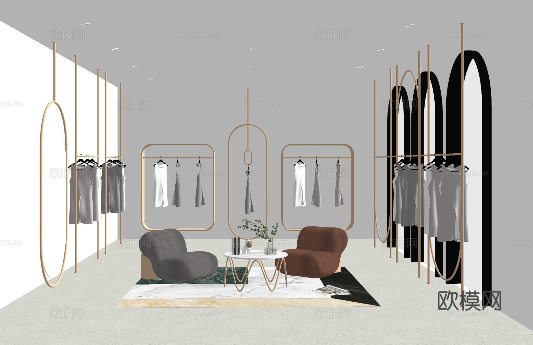 现代服装店su模型下载