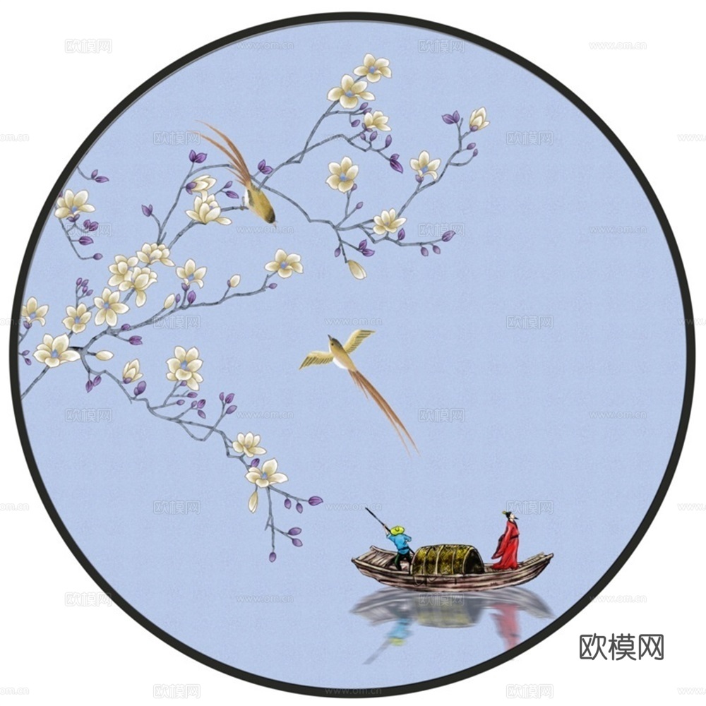 新中式圆形装饰画