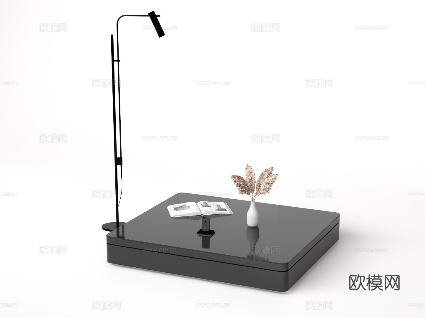 现代方形茶几su模型下载