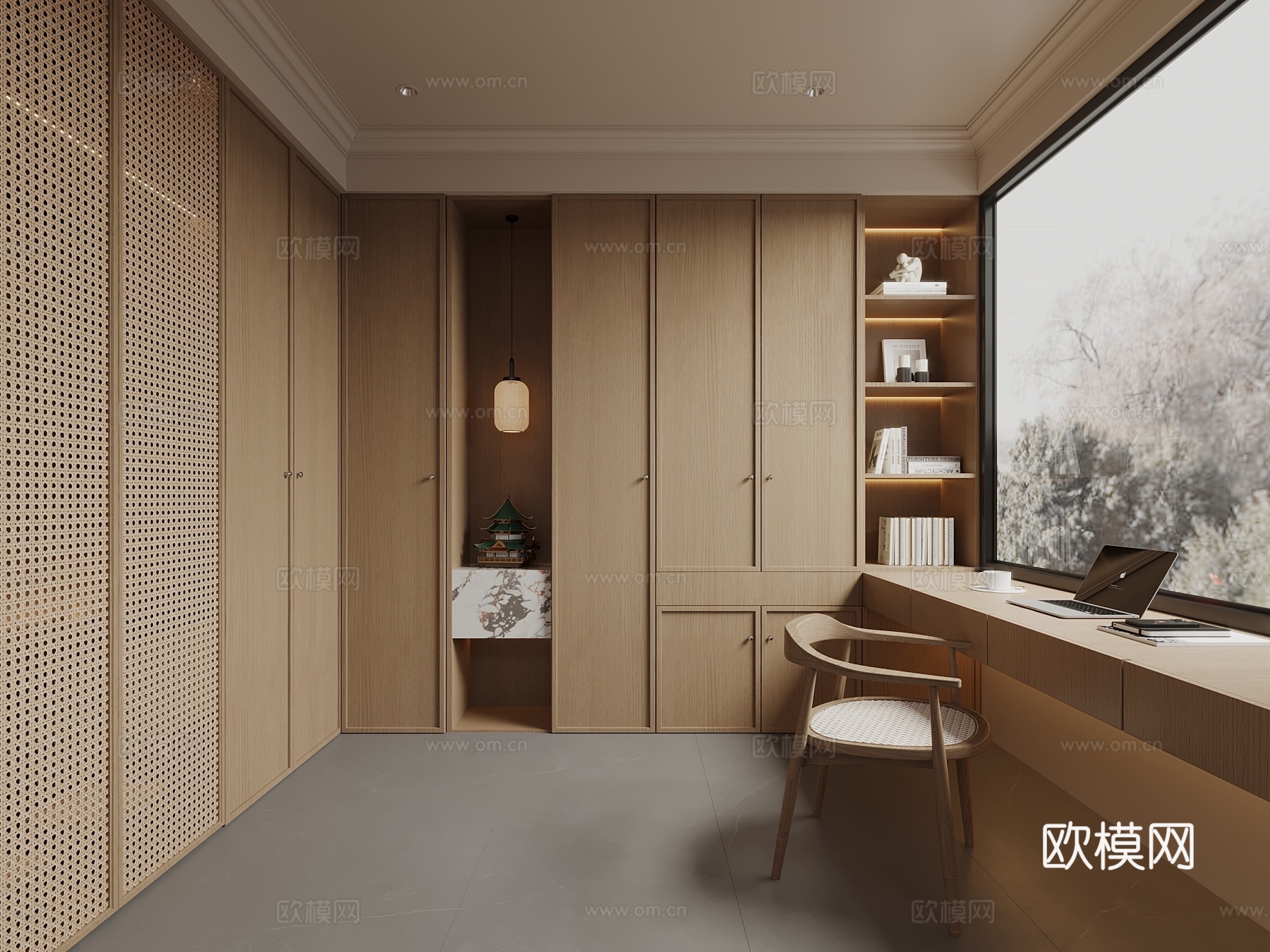新中式衣帽间 衣柜 梳妆台3d模型