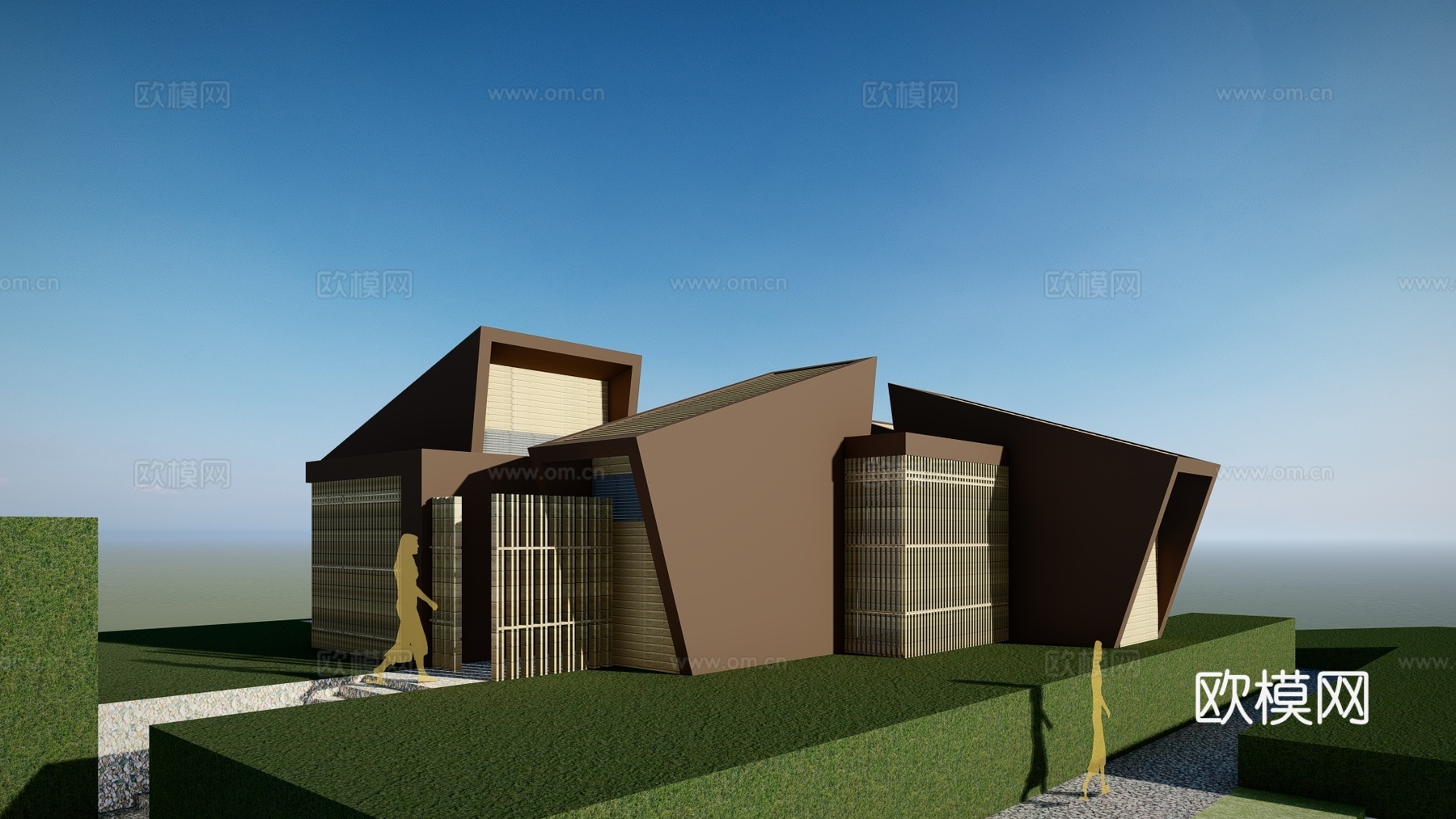 现代厕所建筑外观su模型下载