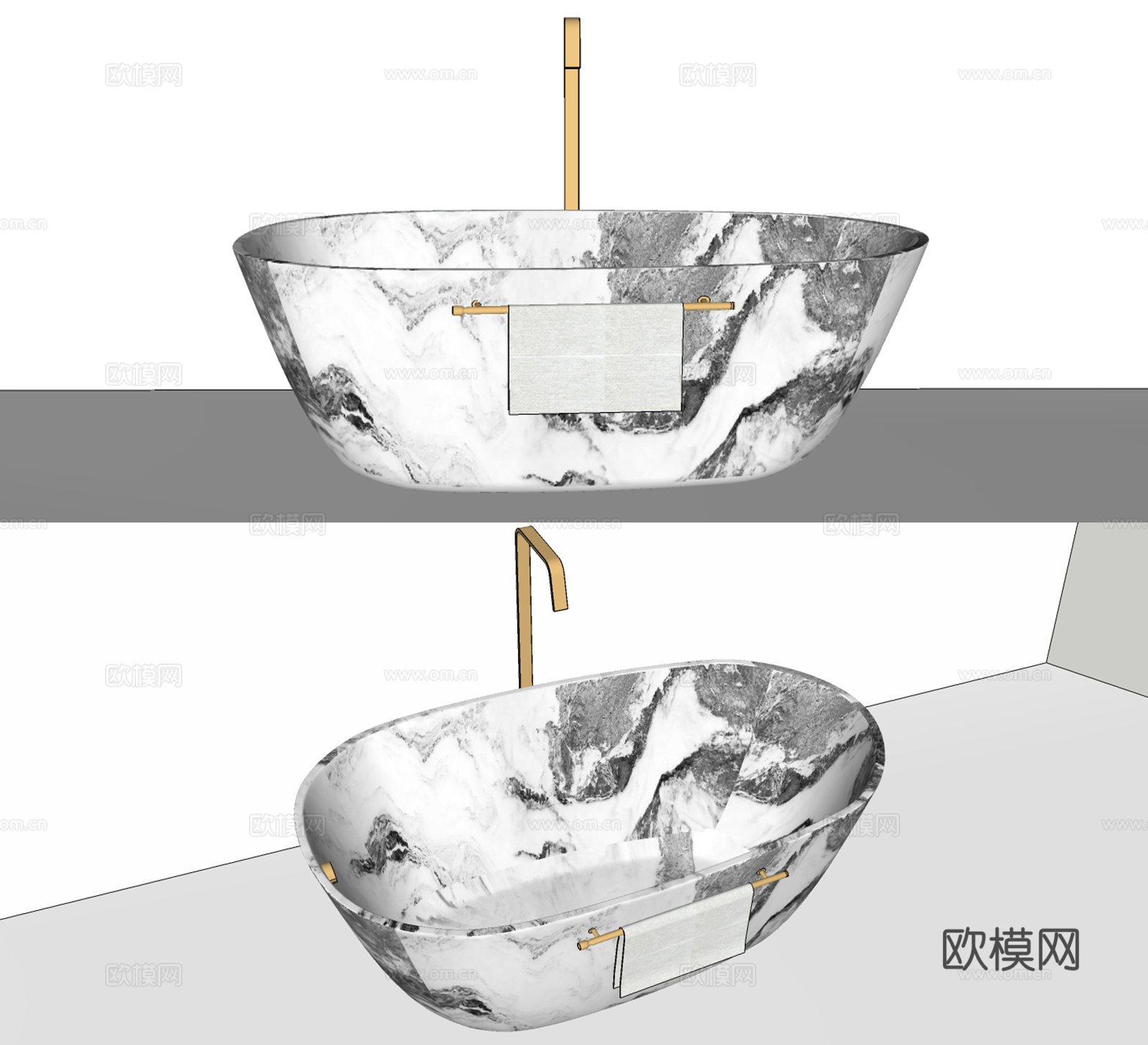 现代浴缸大理石浴缸su模型下载