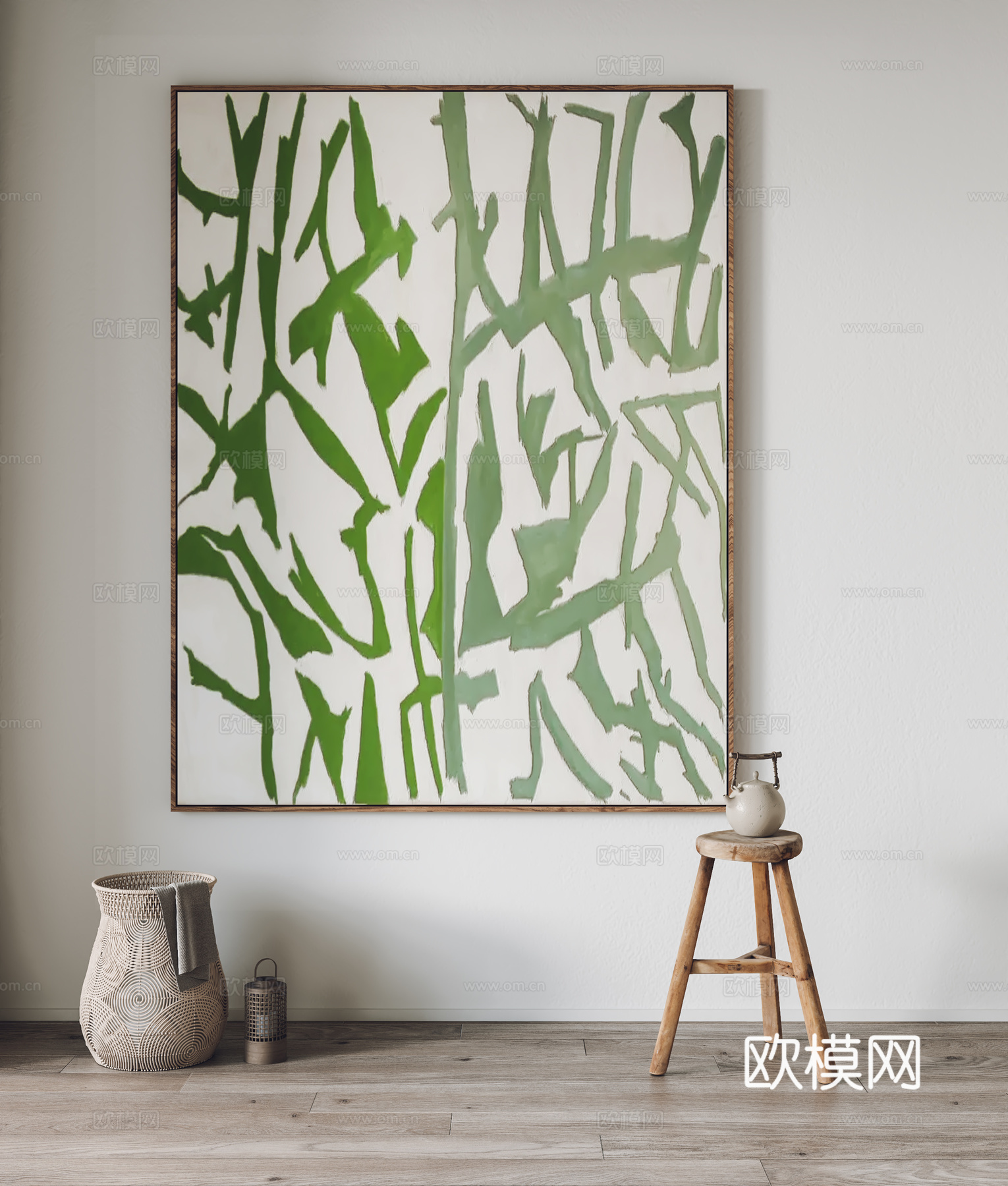 现代挂画 装饰画 凳子3d模型