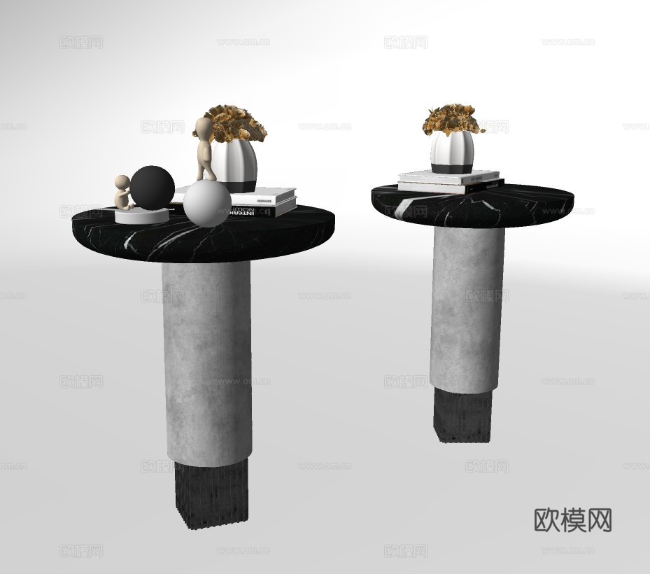 现代轻奢圆几su模型下载