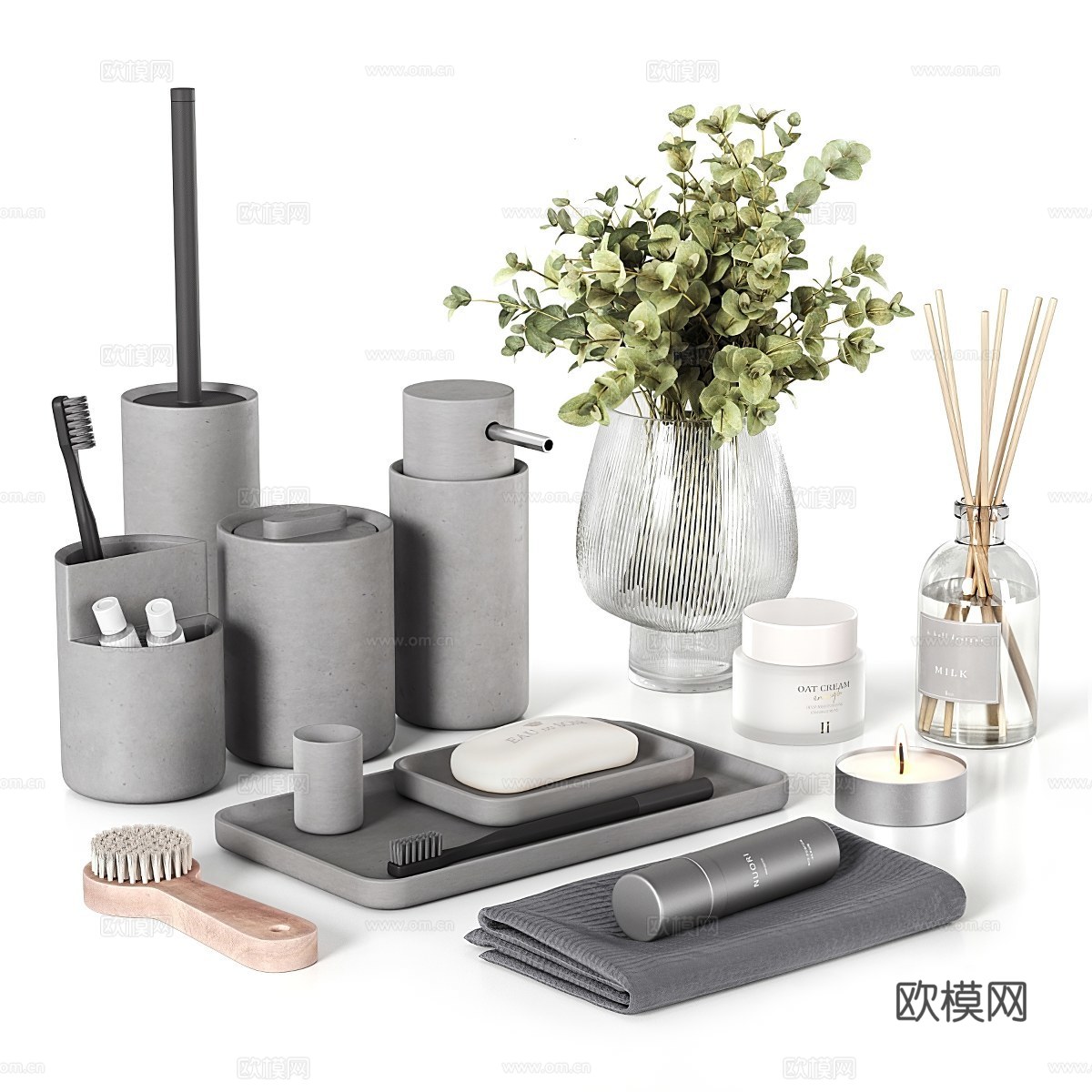 现代卫浴洗漱用品su模型下载
