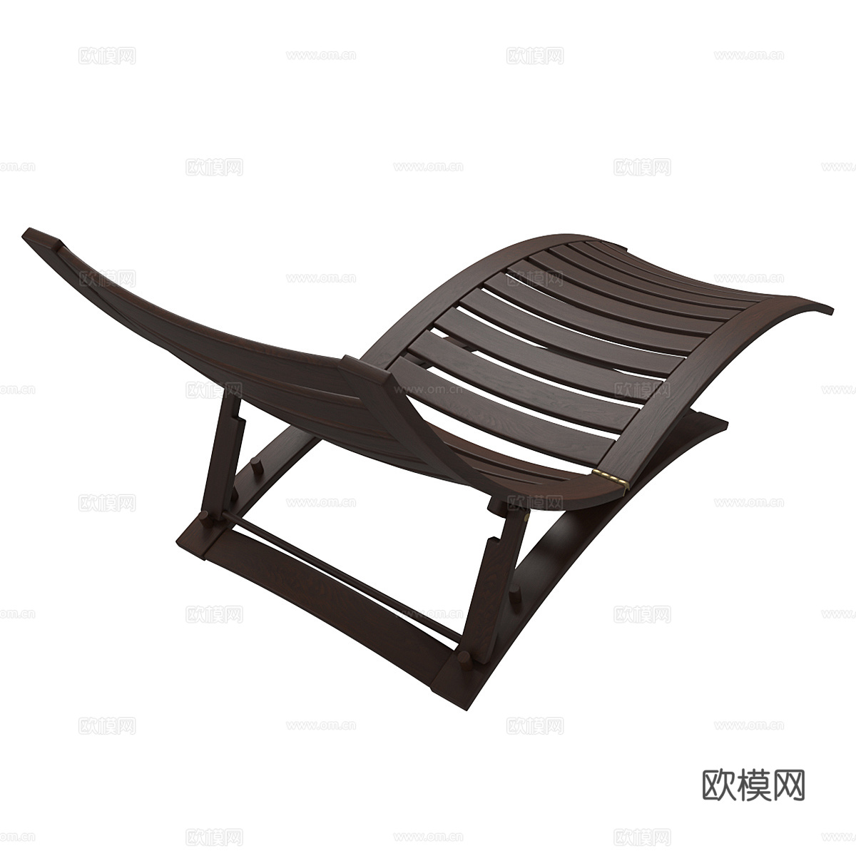 现代意式木质折叠躺椅3d模型