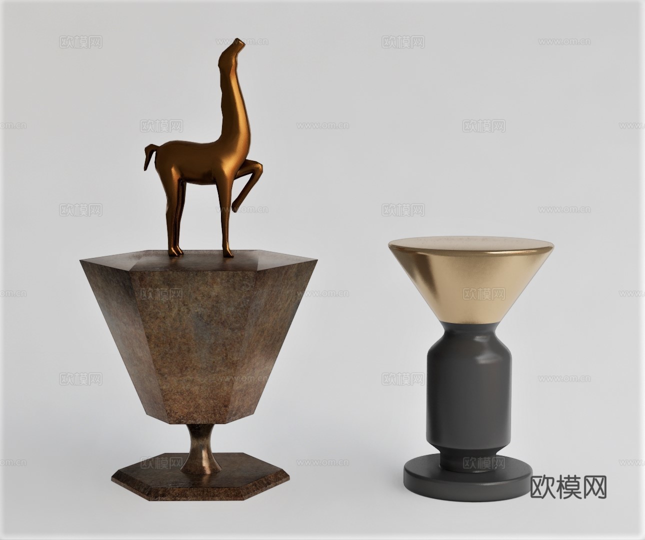 现代茶几边几su模型下载