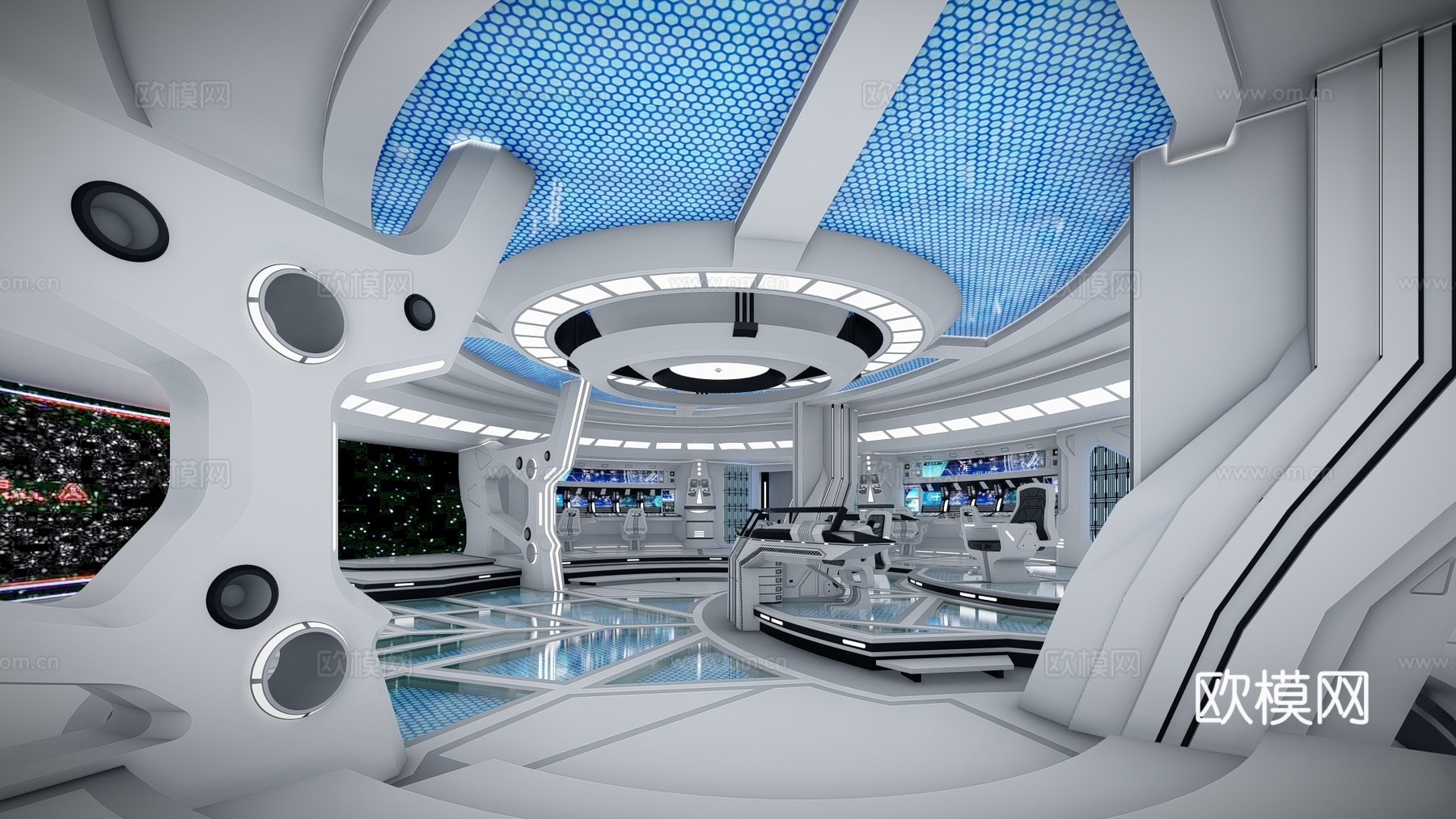 现代太空舱科技展厅su模型下载