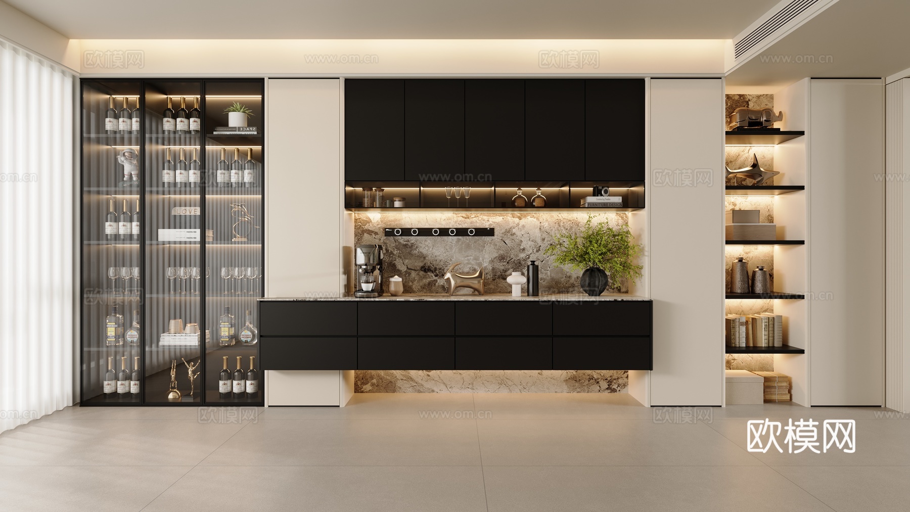 现代酒柜3d模型下载