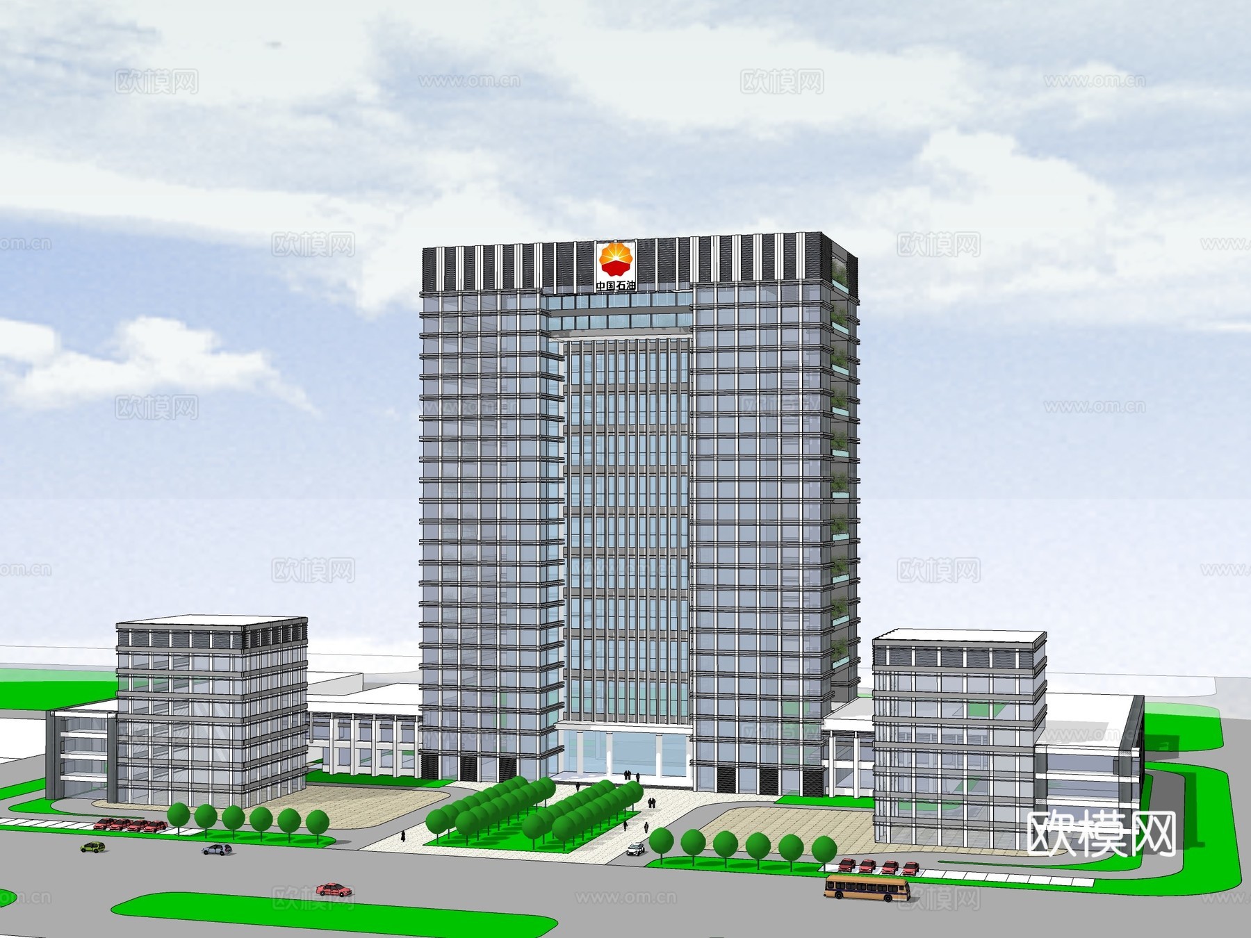 现代办公楼建筑外观su模型下载