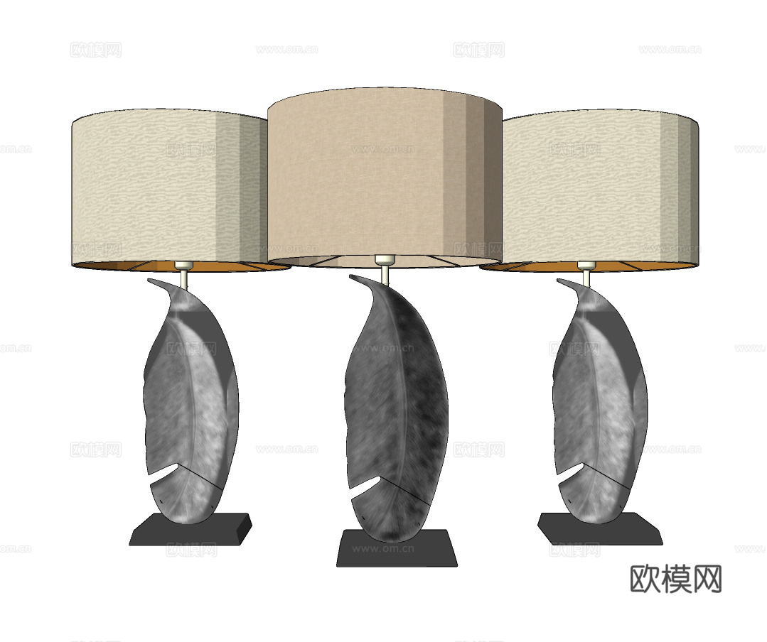 现代羽毛台灯su模型下载