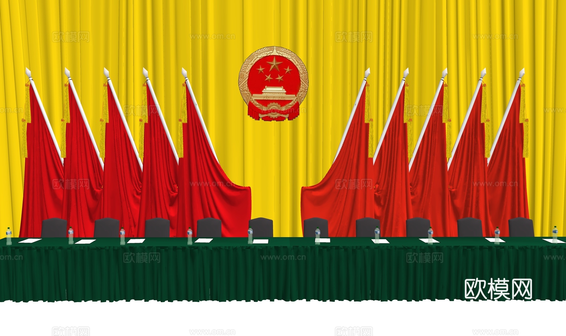 现代国旗党旗国徽su模型下载