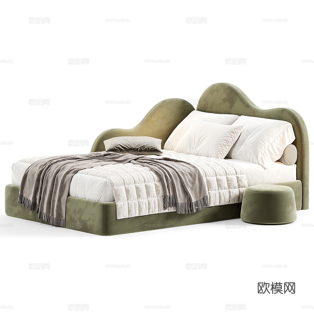 现代奶油风儿童布艺沙发床3d模型