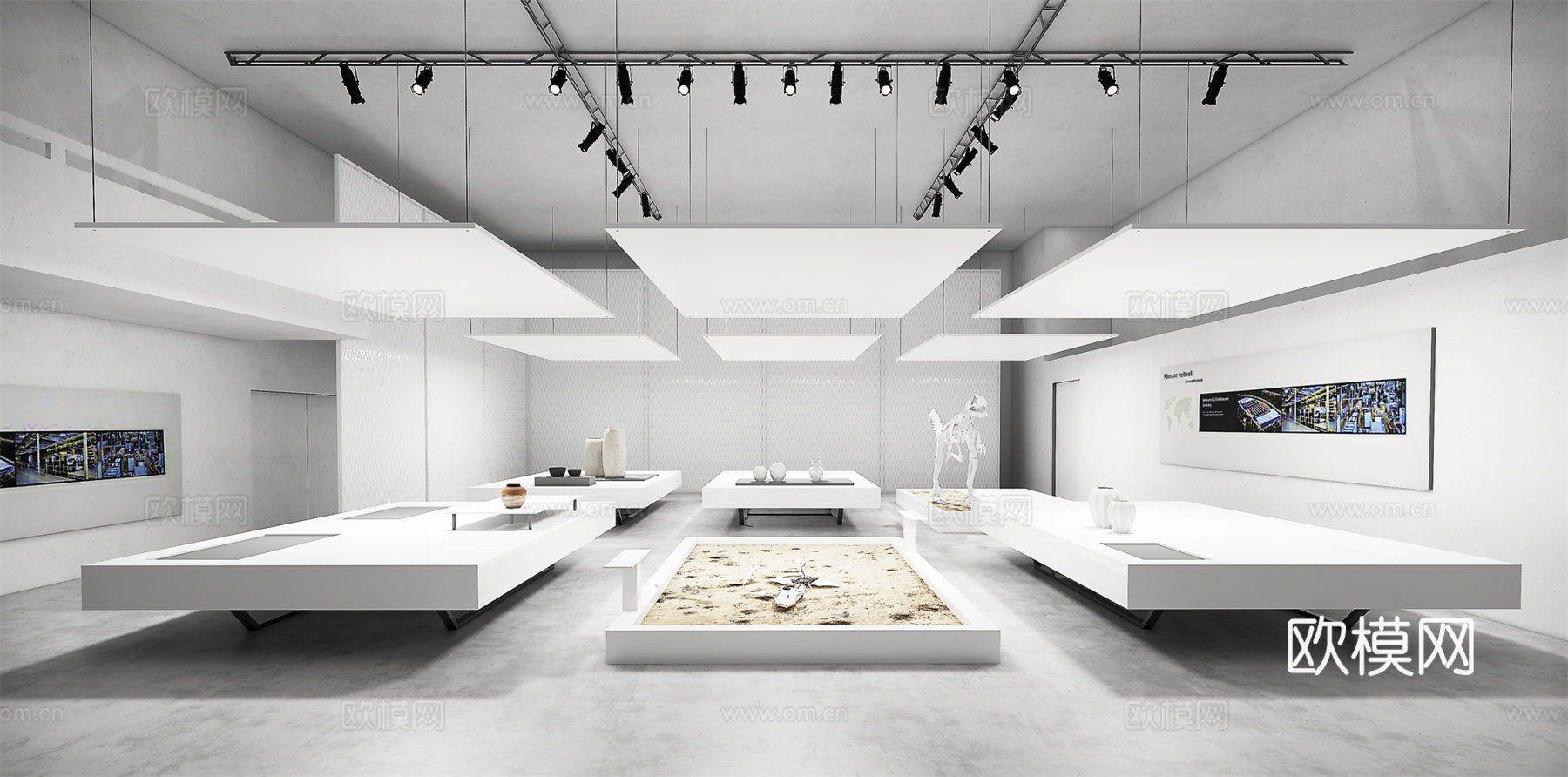 现代博物馆展厅su模型下载