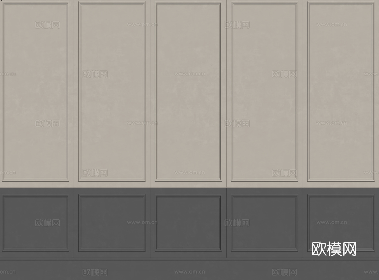 法式护墙板 PU线条 雕花线条 石膏线背景墙su模型下载（渲染图2）