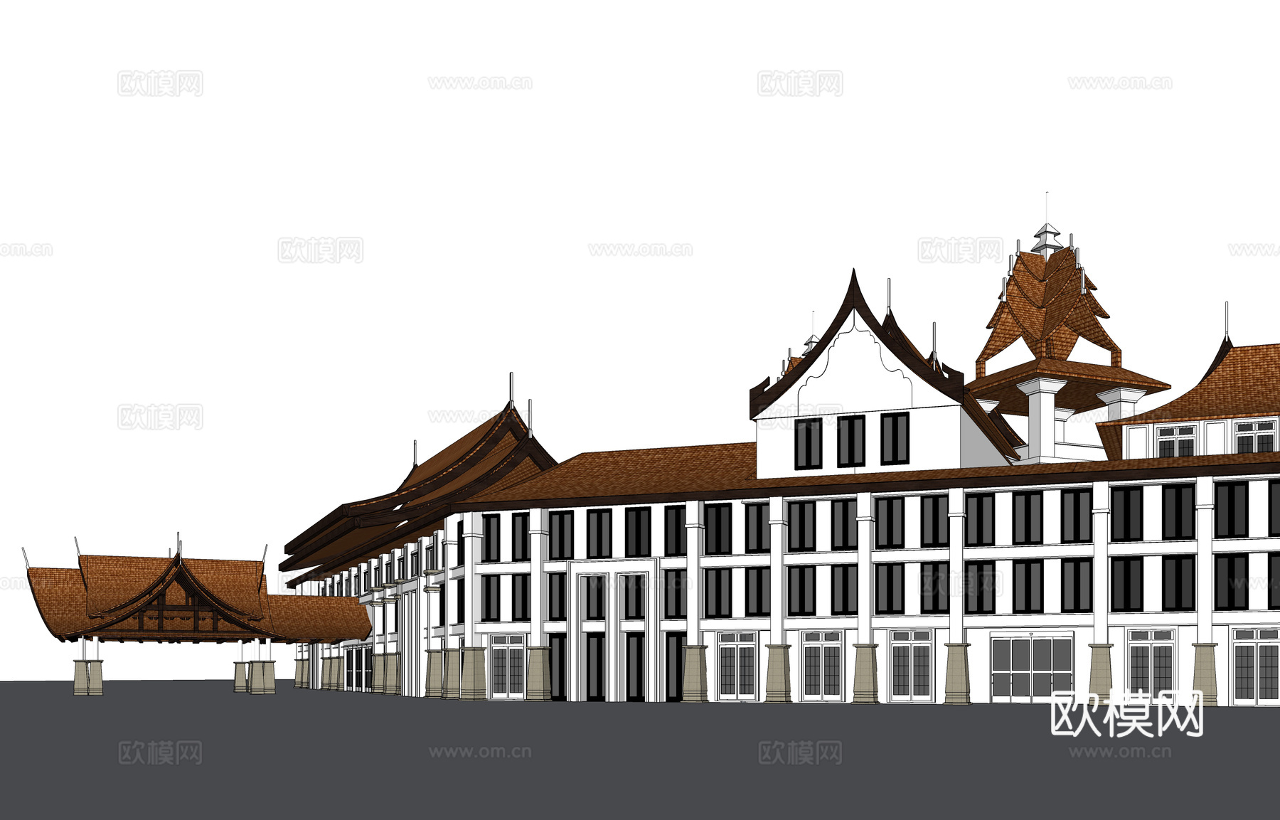 东南亚商业街su模型下载